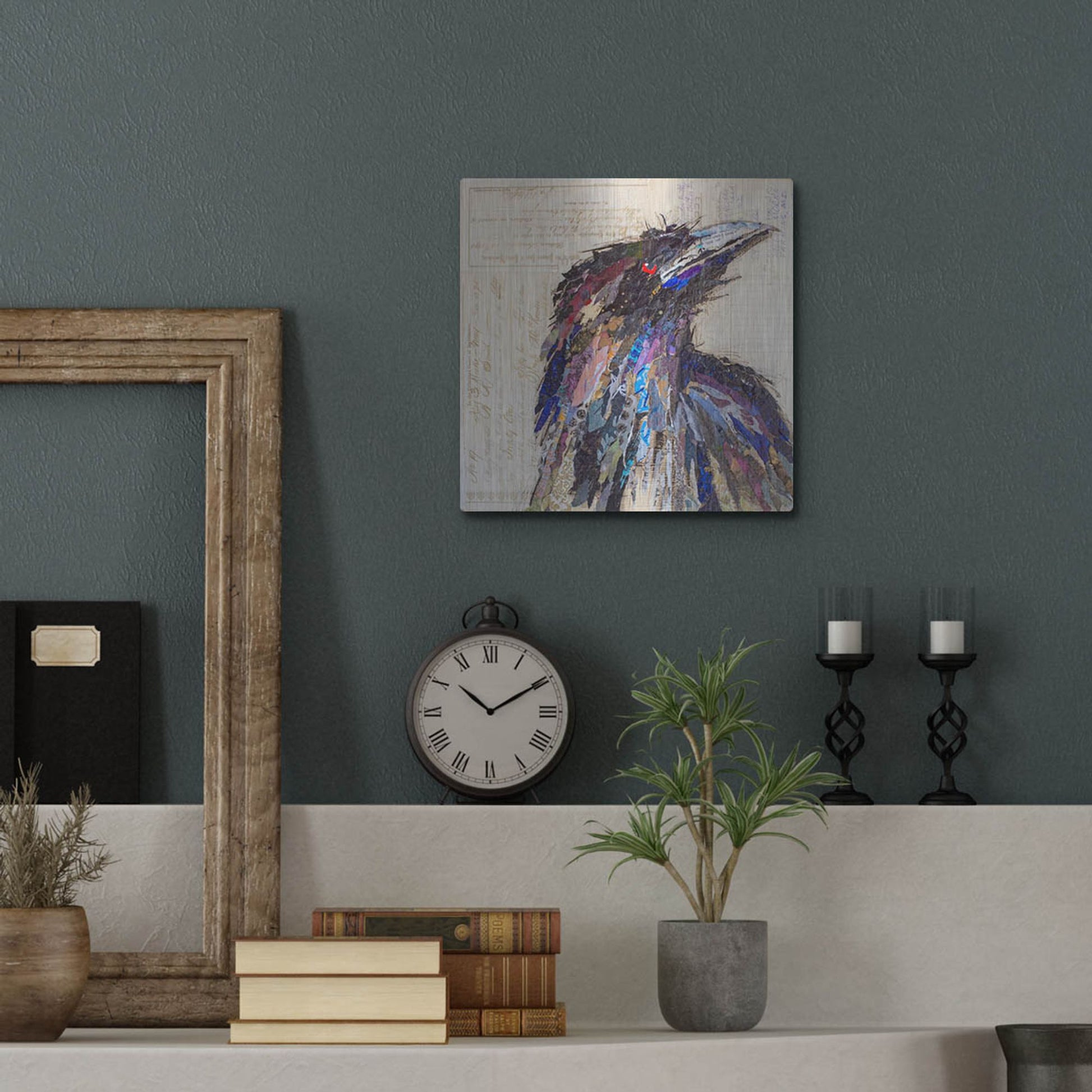 Luxe Metal Art 'Raven 2' by St. Hilaire Elizabeth, Metal Wall Art,12x12