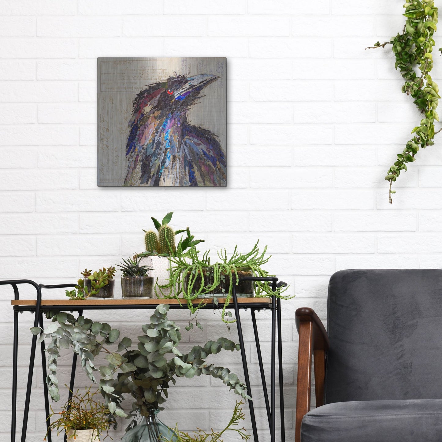 Luxe Metal Art 'Raven 2' by St. Hilaire Elizabeth, Metal Wall Art,12x12