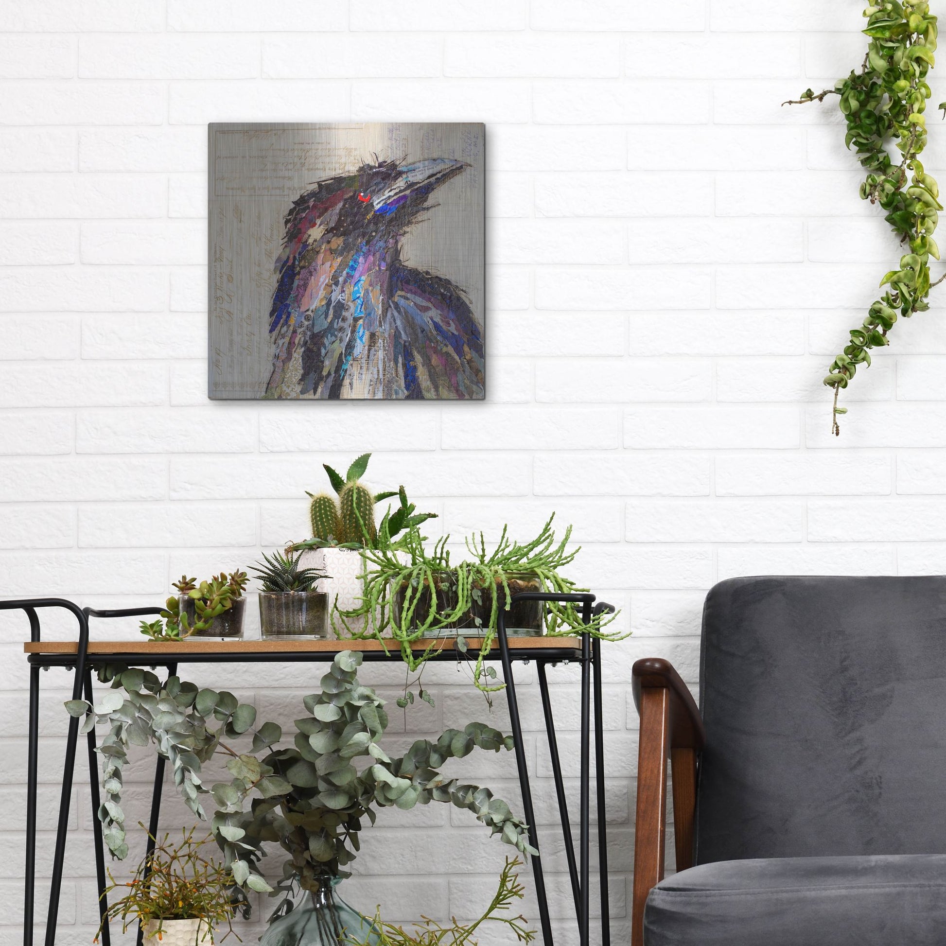 Luxe Metal Art 'Raven 2' by St. Hilaire Elizabeth, Metal Wall Art,12x12