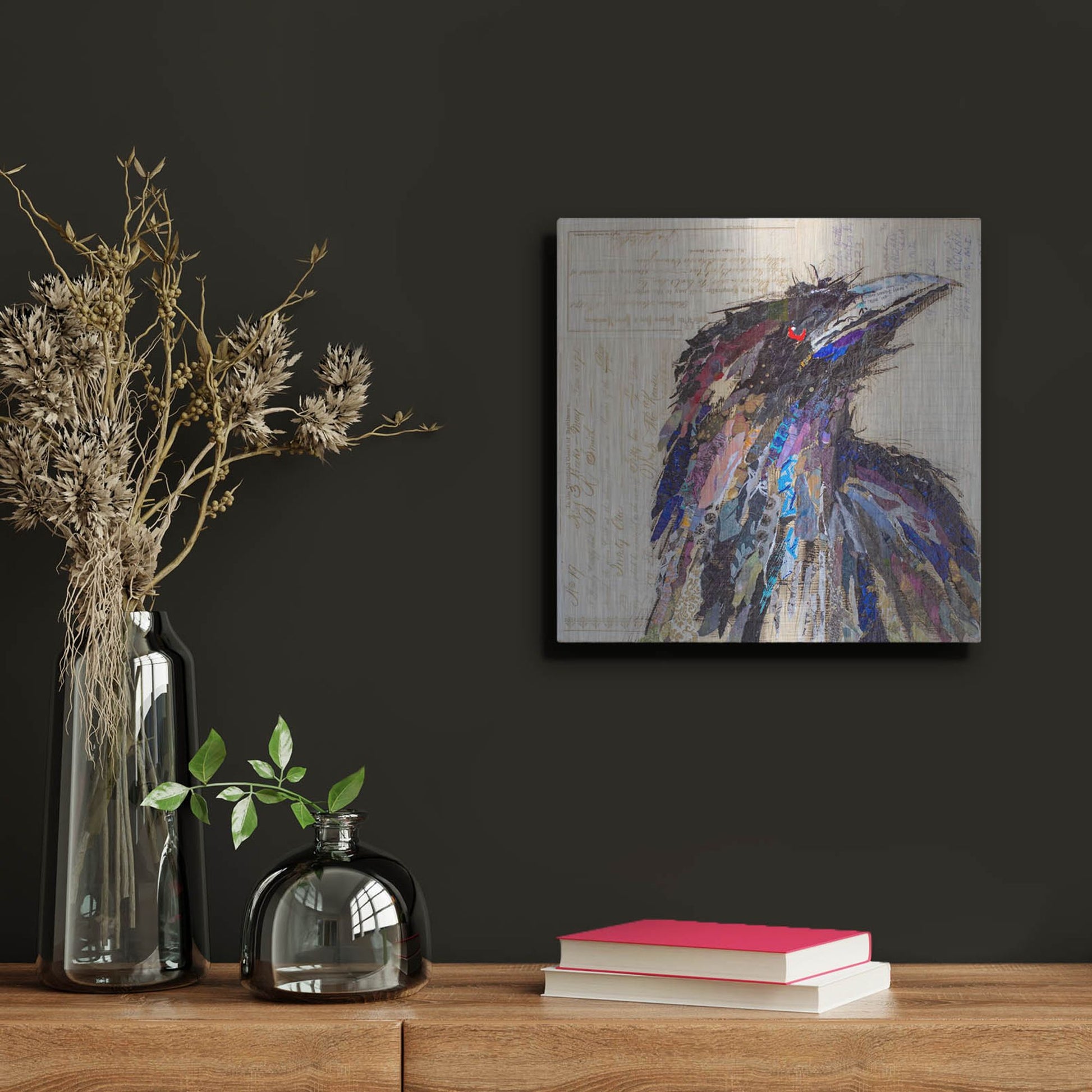 Luxe Metal Art 'Raven 2' by St. Hilaire Elizabeth, Metal Wall Art,12x12