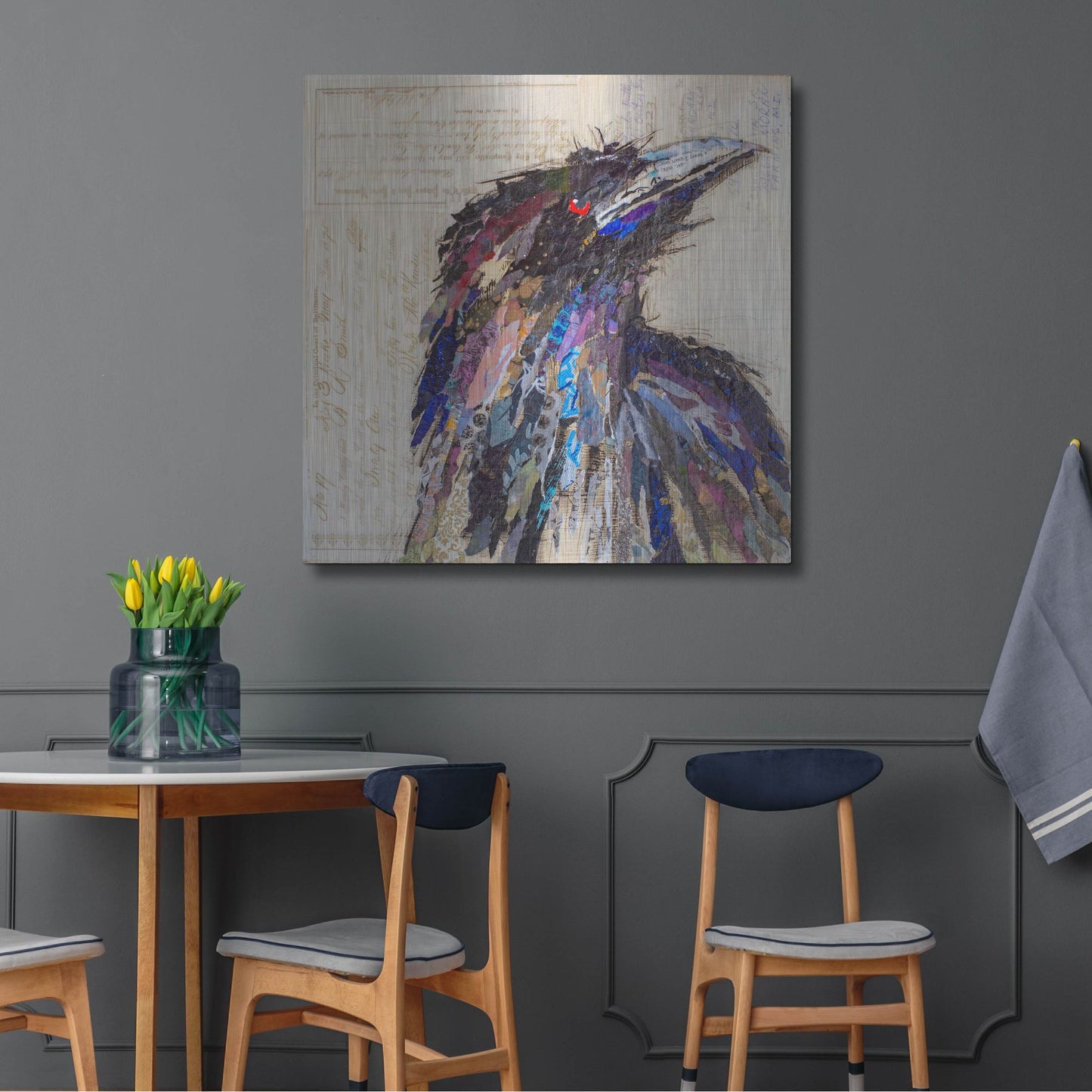 Luxe Metal Art 'Raven 2' by St. Hilaire Elizabeth, Metal Wall Art,36x36