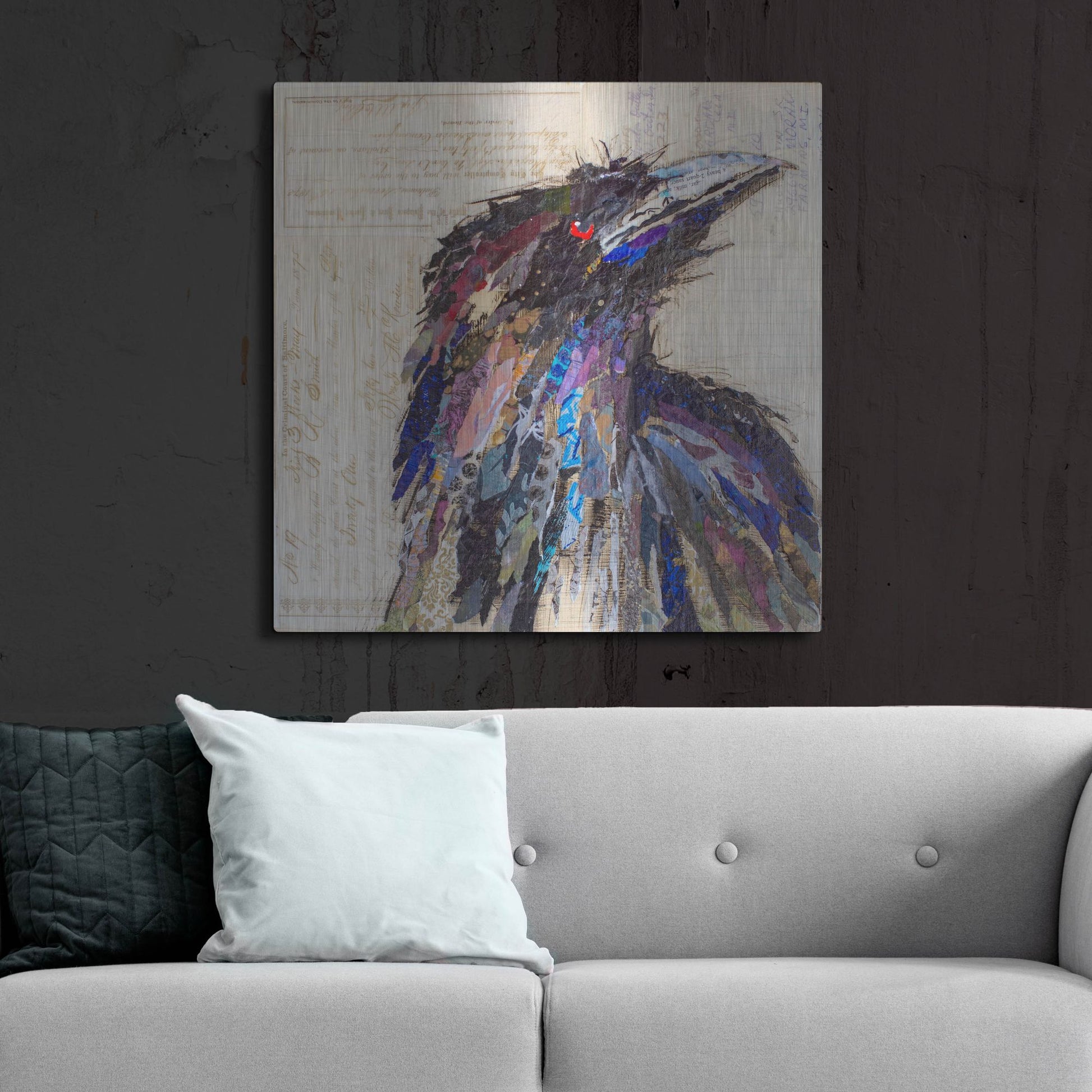 Luxe Metal Art 'Raven 2' by St. Hilaire Elizabeth, Metal Wall Art,36x36