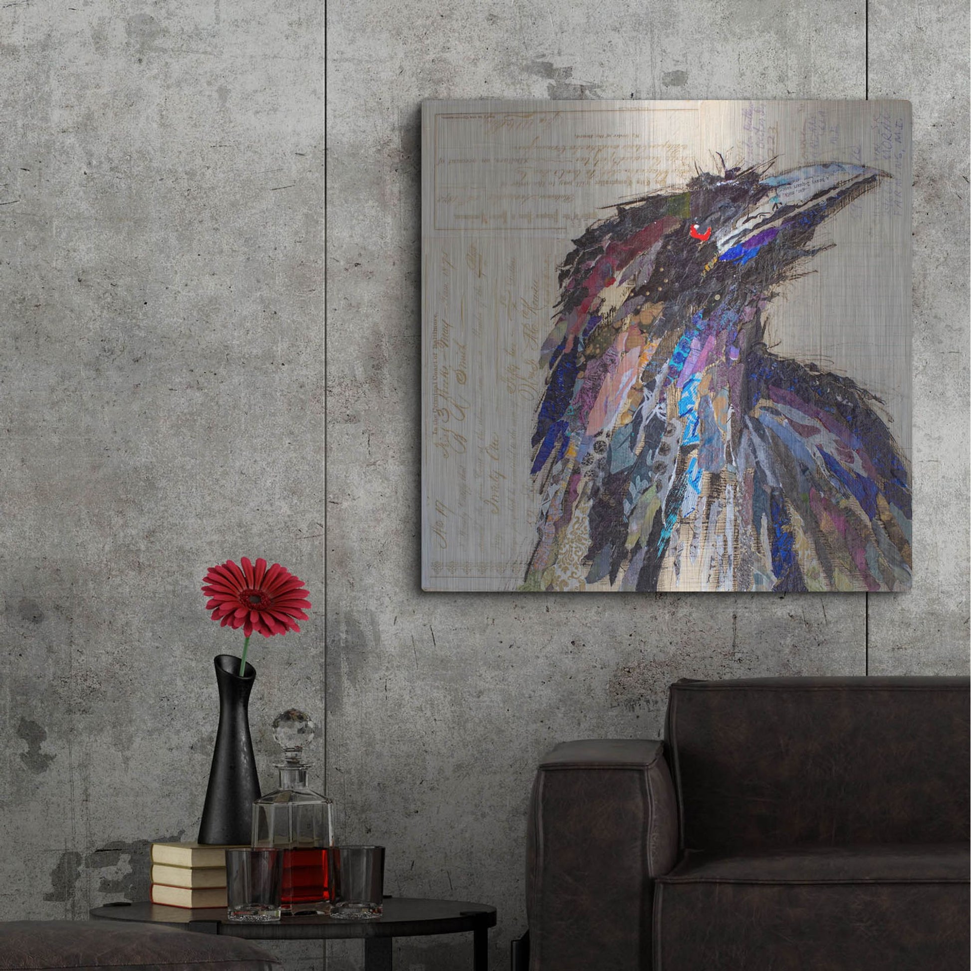 Luxe Metal Art 'Raven 2' by St. Hilaire Elizabeth, Metal Wall Art,36x36