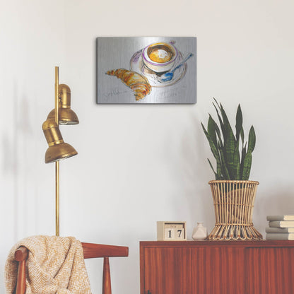 Luxe Metal Art 'Cappuccino e Cornetto' by St. Hilaire Elizabeth, Metal Wall Art,24x16