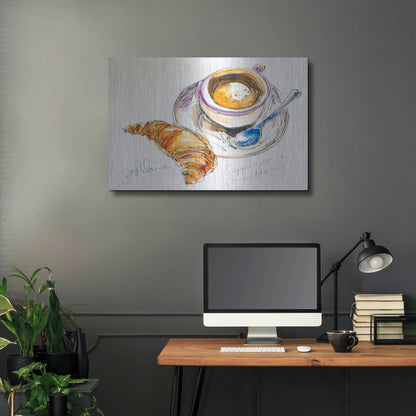 Luxe Metal Art 'Cappuccino e Cornetto' by St. Hilaire Elizabeth, Metal Wall Art,36x24