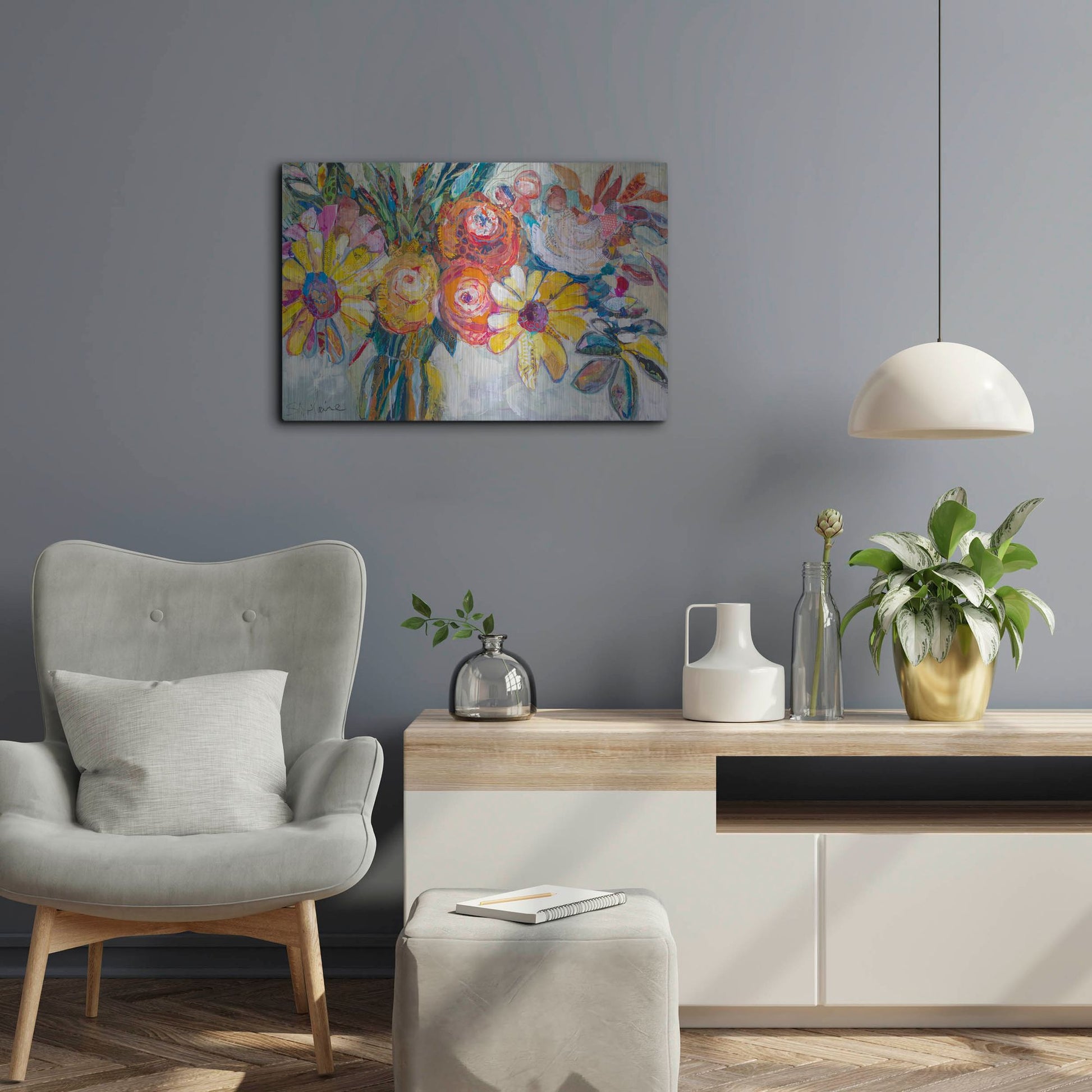 Luxe Metal Art 'Sunday Morning' by St. Hilaire Elizabeth, Metal Wall Art,24x16