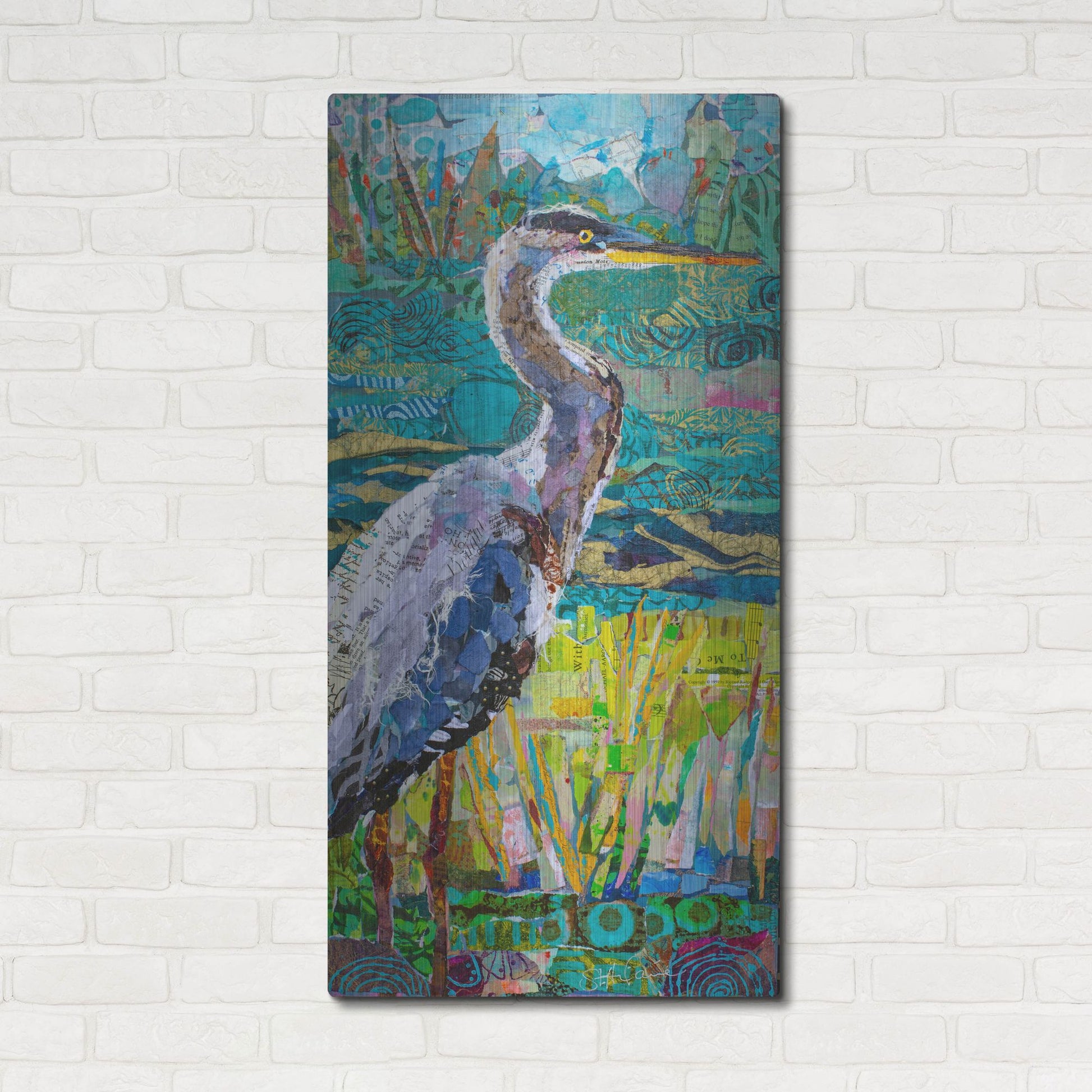 Luxe Metal Art 'Great Blue Heron 2' by St. Hilaire Elizabeth, Metal Wall Art,24x48