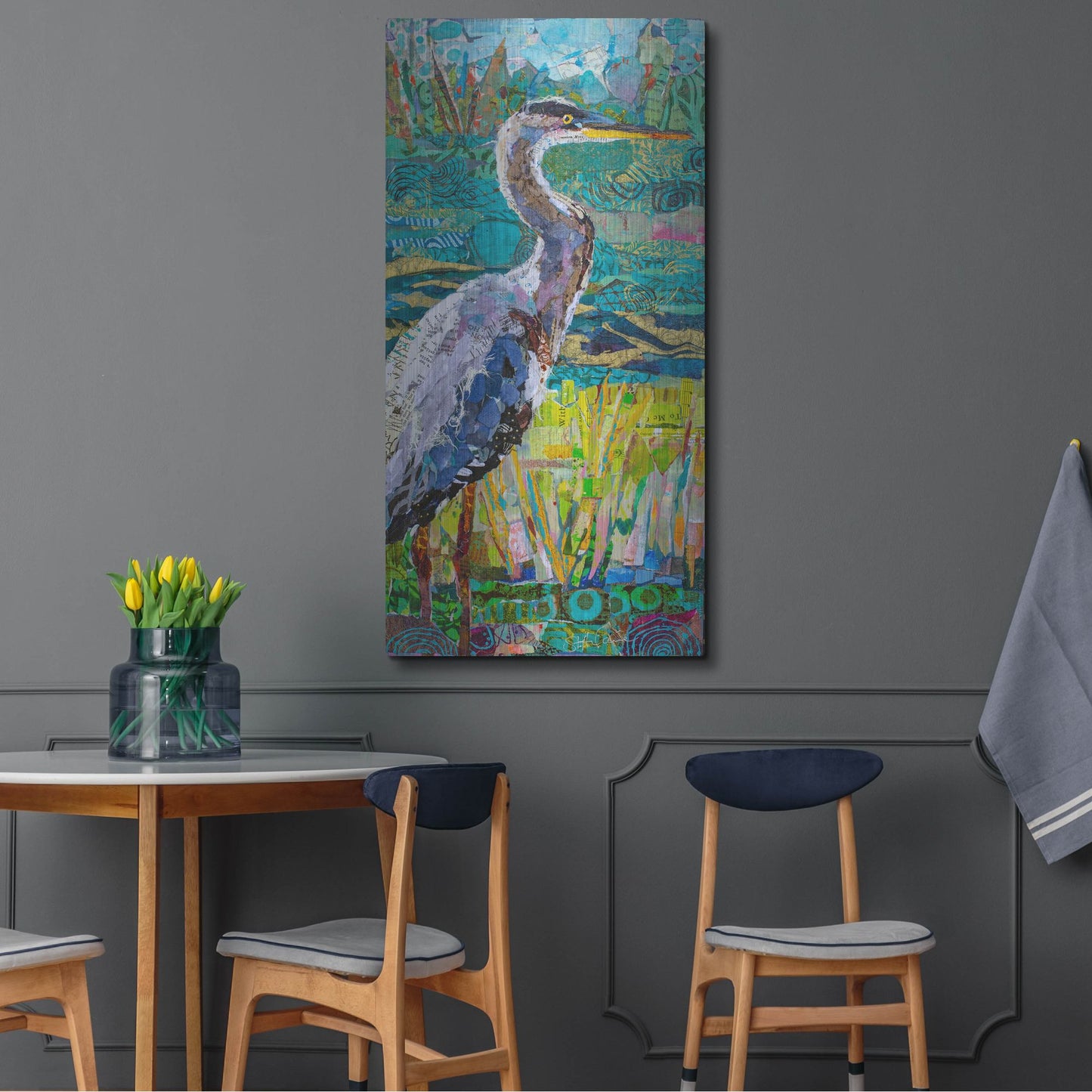 Luxe Metal Art 'Great Blue Heron 2' by St. Hilaire Elizabeth, Metal Wall Art,24x48