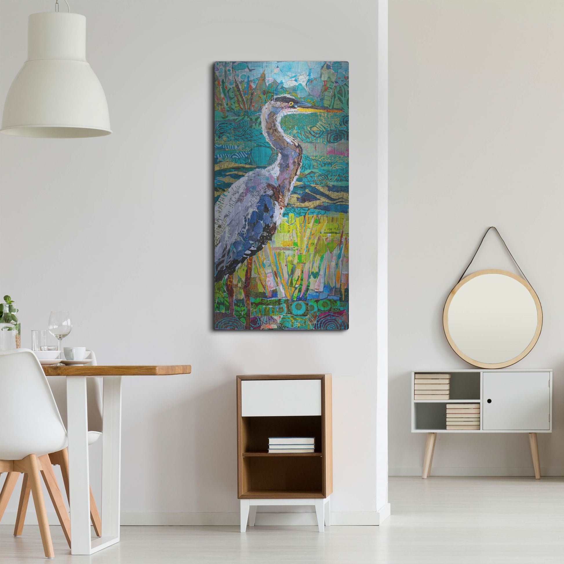 Luxe Metal Art 'Great Blue Heron 2' by St. Hilaire Elizabeth, Metal Wall Art,24x48