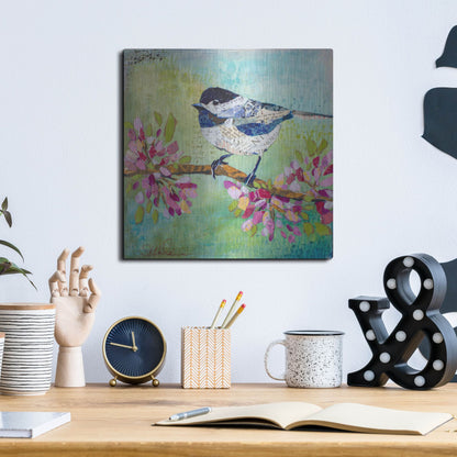 Luxe Metal Art 'Chirpy Chickadee' by St. Hilaire Elizabeth, Metal Wall Art,12x12