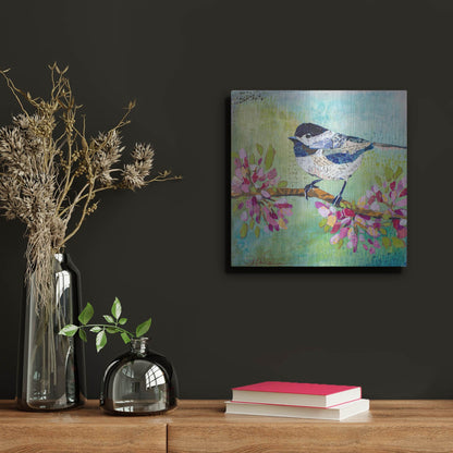 Luxe Metal Art 'Chirpy Chickadee' by St. Hilaire Elizabeth, Metal Wall Art,12x12