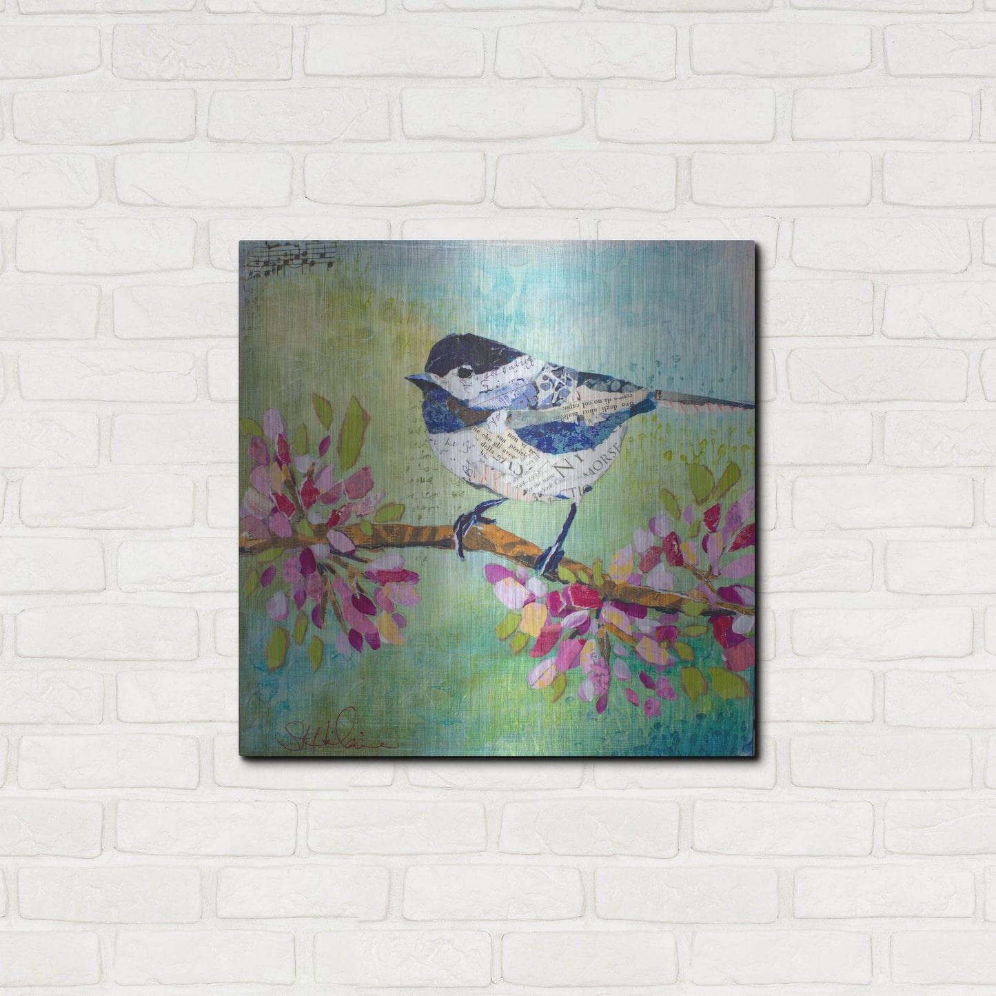 Luxe Metal Art 'Chirpy Chickadee' by St. Hilaire Elizabeth, Metal Wall Art,24x24