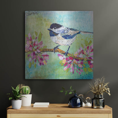 Luxe Metal Art 'Chirpy Chickadee' by St. Hilaire Elizabeth, Metal Wall Art,24x24