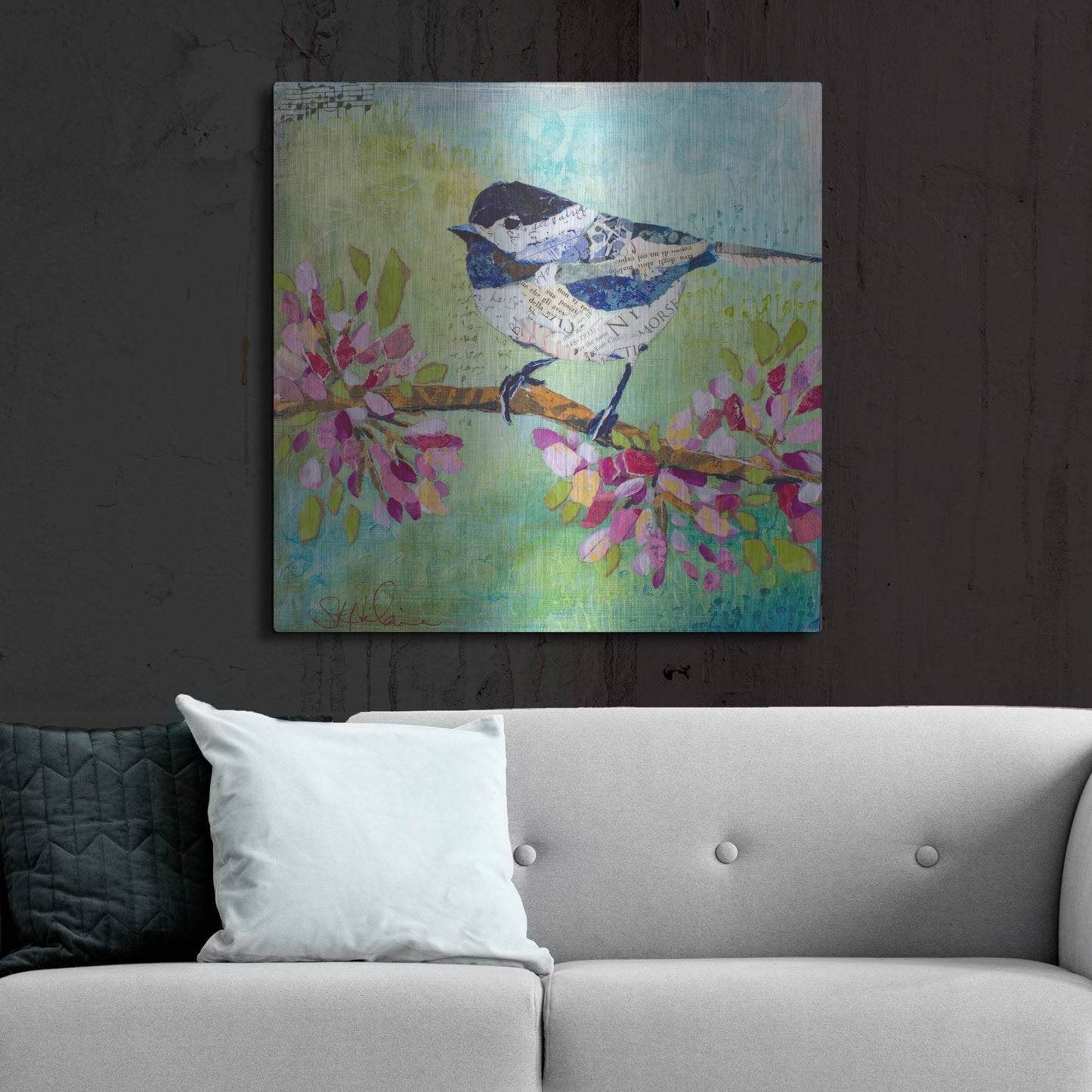 Luxe Metal Art 'Chirpy Chickadee' by St. Hilaire Elizabeth, Metal Wall Art,36x36