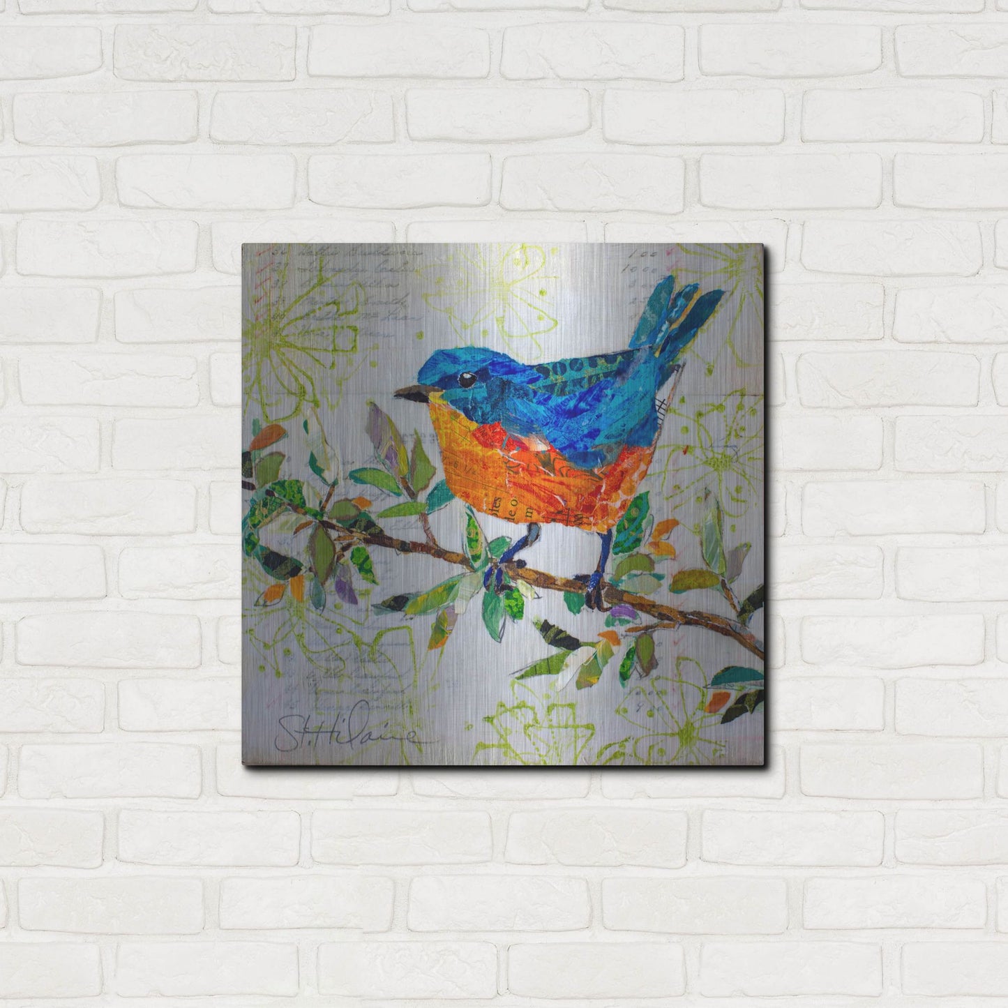 Luxe Metal Art 'Happy Bluebird' by St. Hilaire Elizabeth, Metal Wall Art,24x24