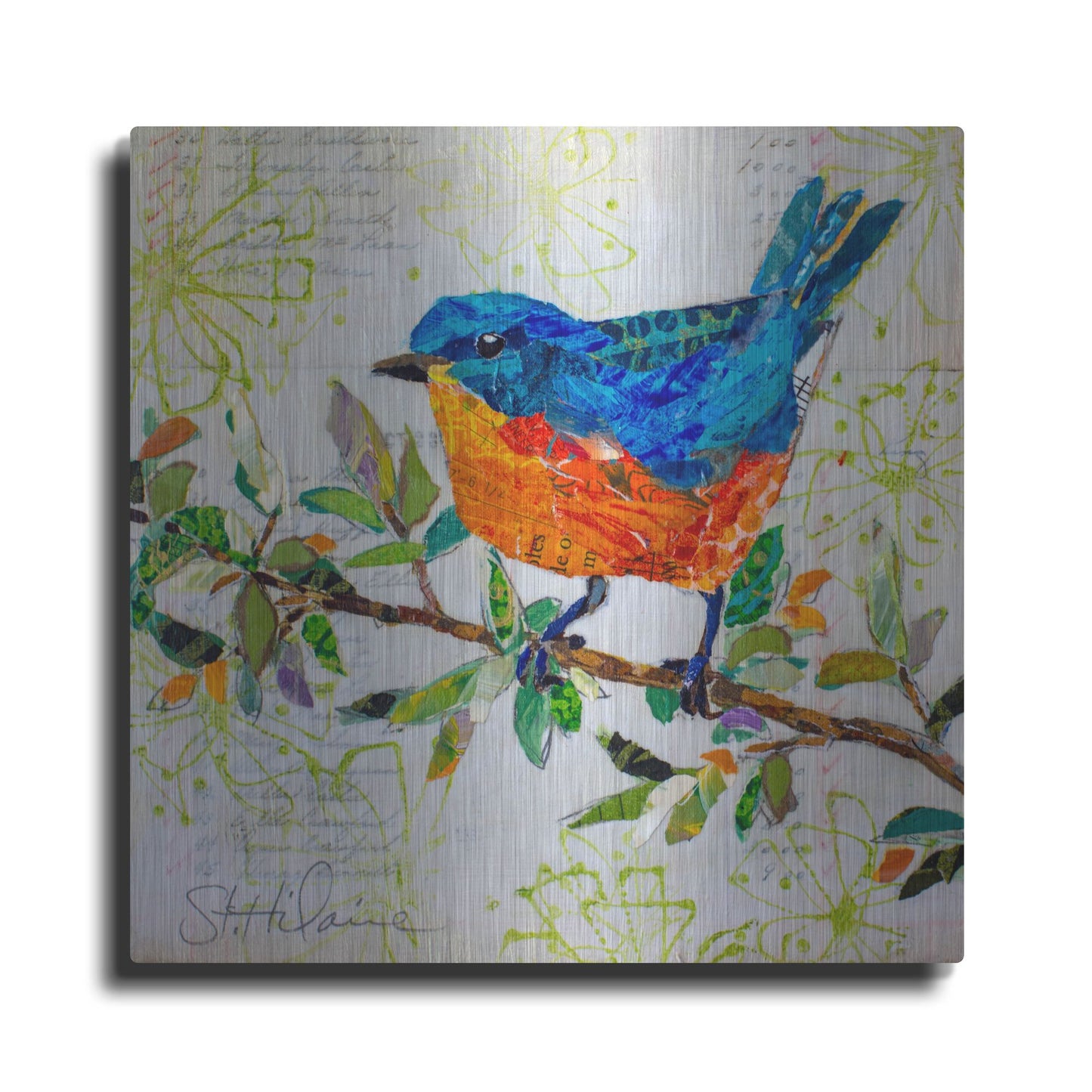 Luxe Metal Art 'Happy Bluebird' by St. Hilaire Elizabeth, Metal Wall Art