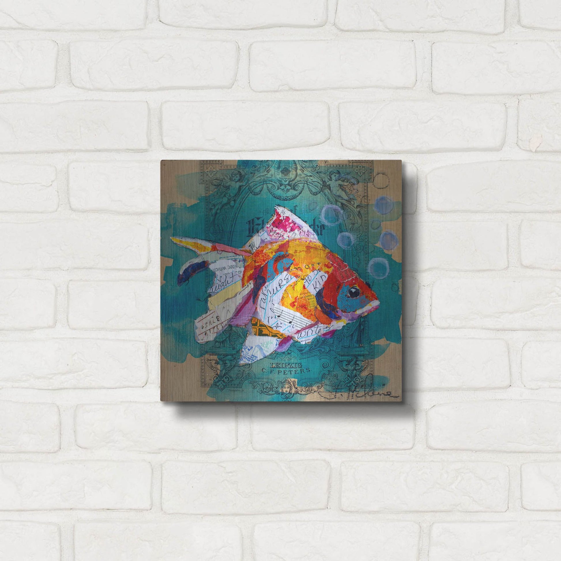 Luxe Metal Art 'Fan Tail Fantasy' by St. Hilaire Elizabeth, Metal Wall Art,12x12