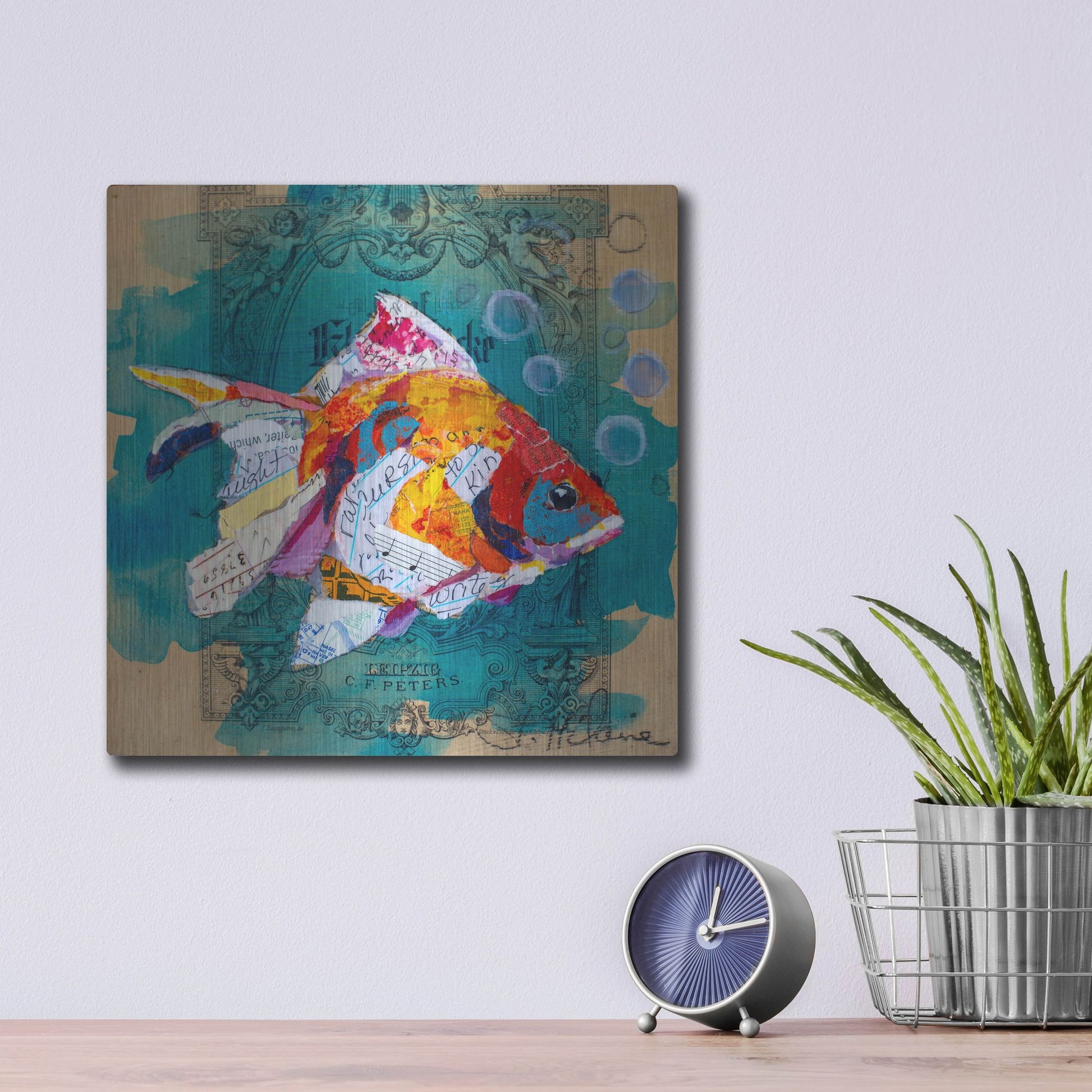 Luxe Metal Art 'Fan Tail Fantasy' by St. Hilaire Elizabeth, Metal Wall Art,12x12