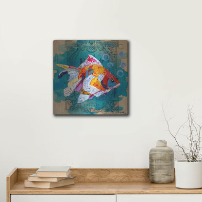 Luxe Metal Art 'Fan Tail Fantasy' by St. Hilaire Elizabeth, Metal Wall Art,12x12