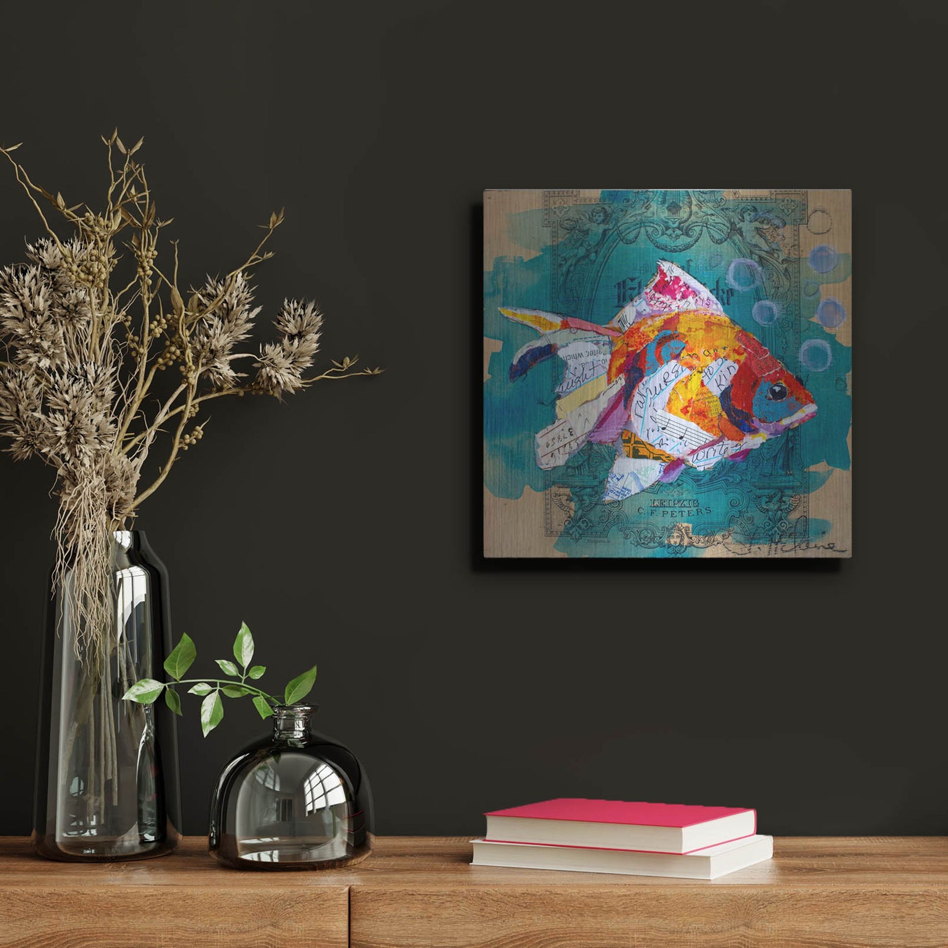 Luxe Metal Art 'Fan Tail Fantasy' by St. Hilaire Elizabeth, Metal Wall Art,12x12