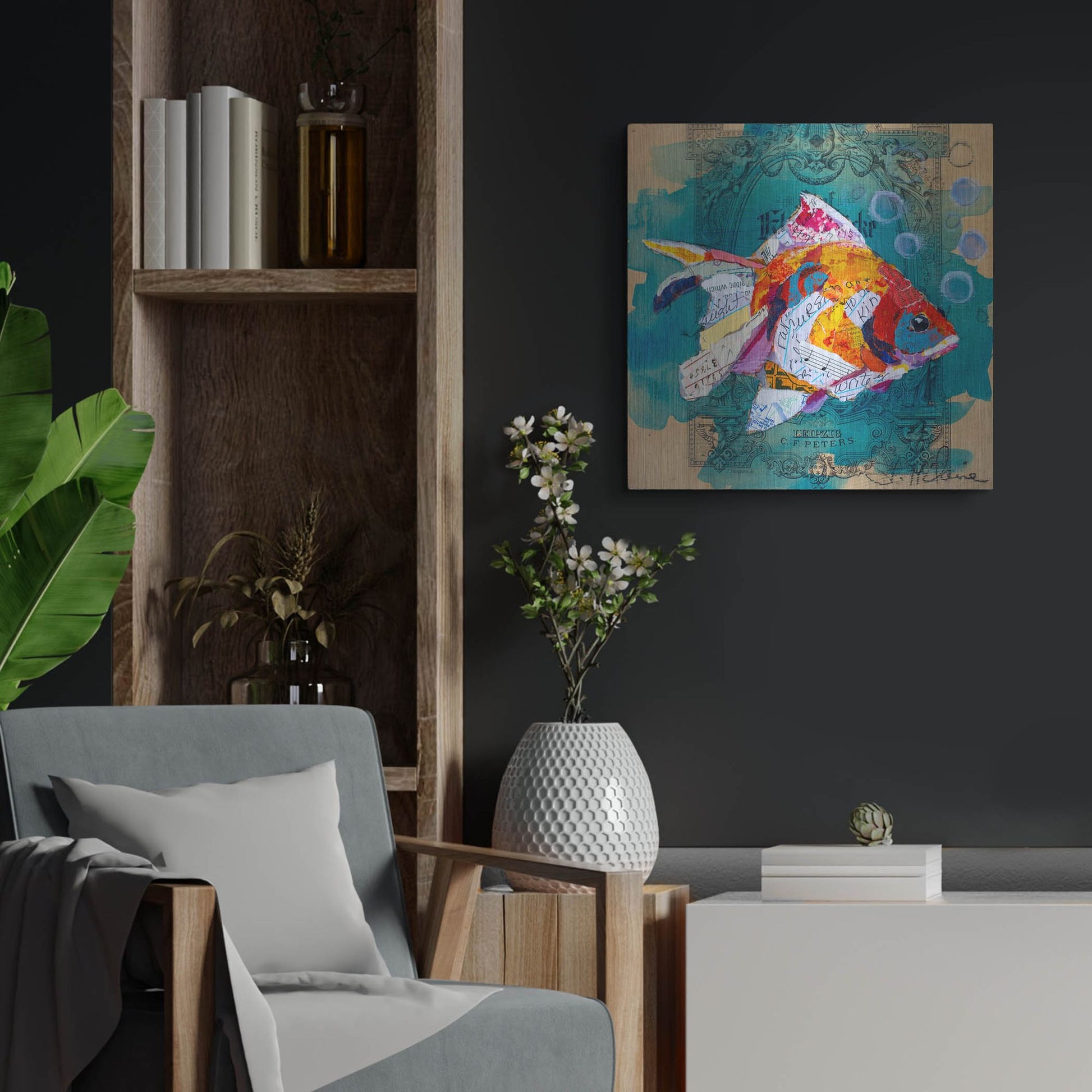 Luxe Metal Art 'Fan Tail Fantasy' by St. Hilaire Elizabeth, Metal Wall Art,24x24