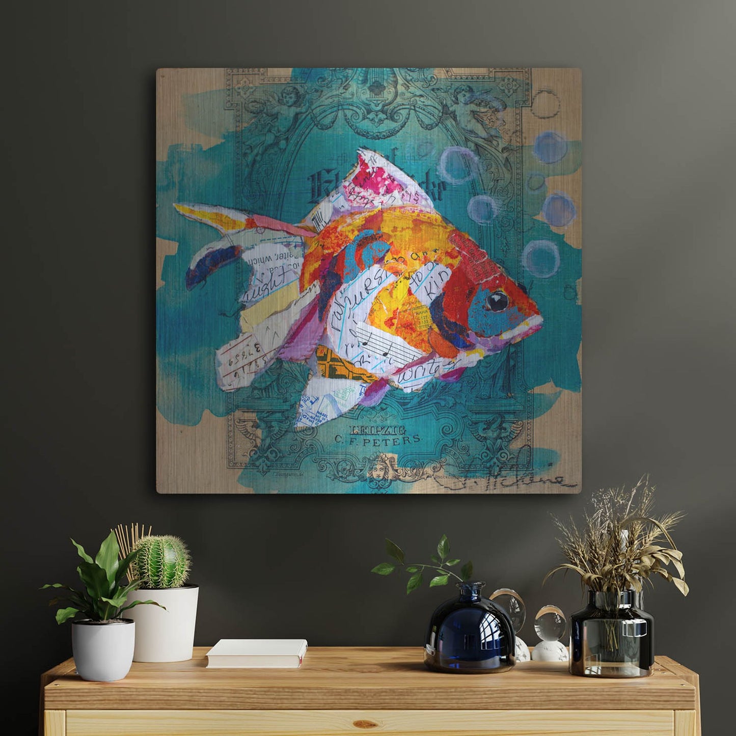 Luxe Metal Art 'Fan Tail Fantasy' by St. Hilaire Elizabeth, Metal Wall Art,24x24