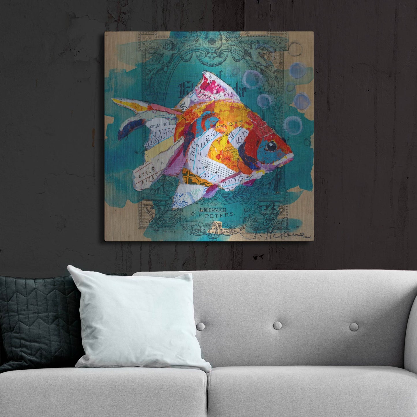 Luxe Metal Art 'Fan Tail Fantasy' by St. Hilaire Elizabeth, Metal Wall Art,36x36