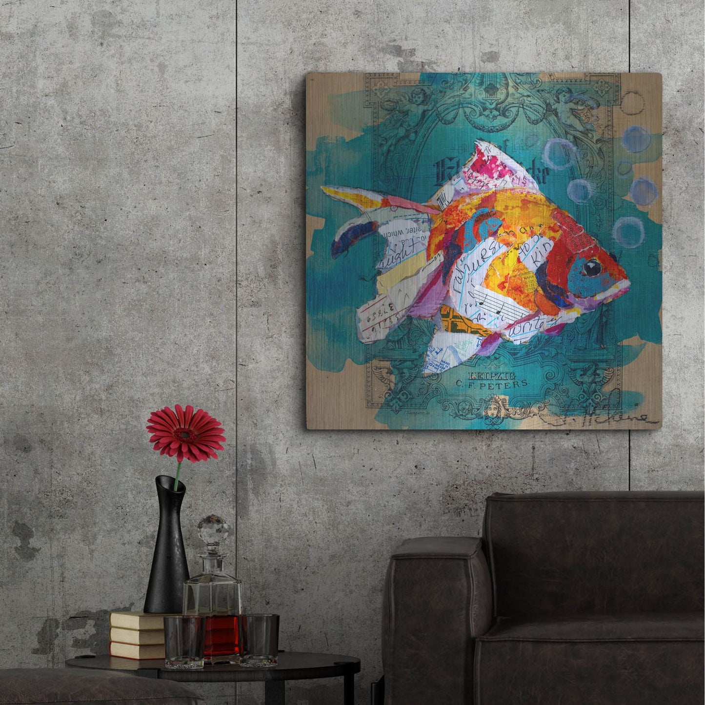 Luxe Metal Art 'Fan Tail Fantasy' by St. Hilaire Elizabeth, Metal Wall Art,36x36