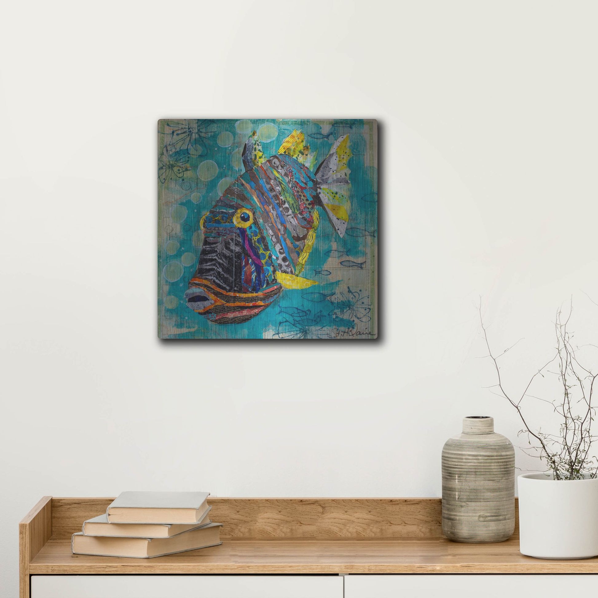 Luxe Metal Art 'Reef Fish' by St. Hilaire Elizabeth, Metal Wall Art,12x12