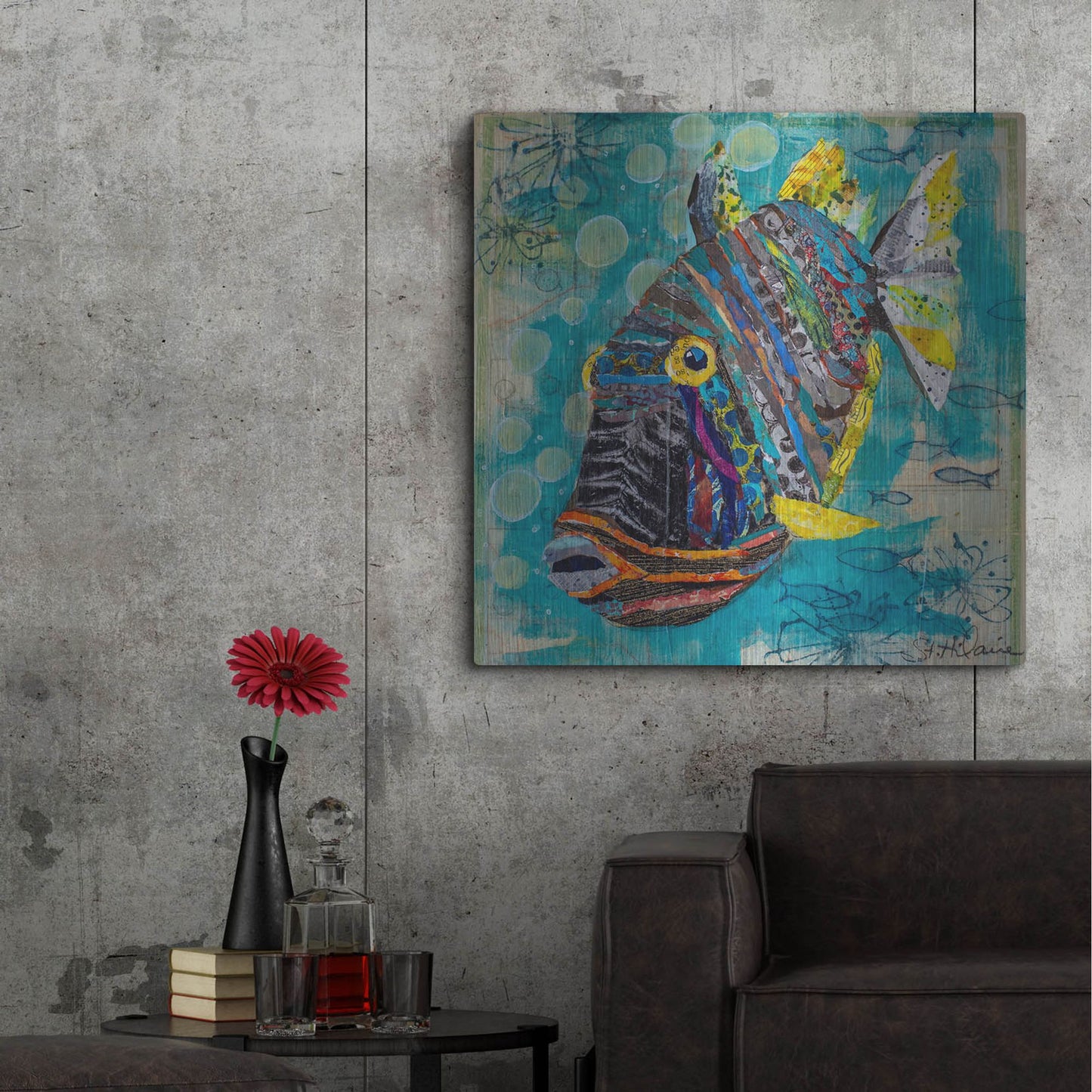 Luxe Metal Art 'Reef Fish' by St. Hilaire Elizabeth, Metal Wall Art,36x36