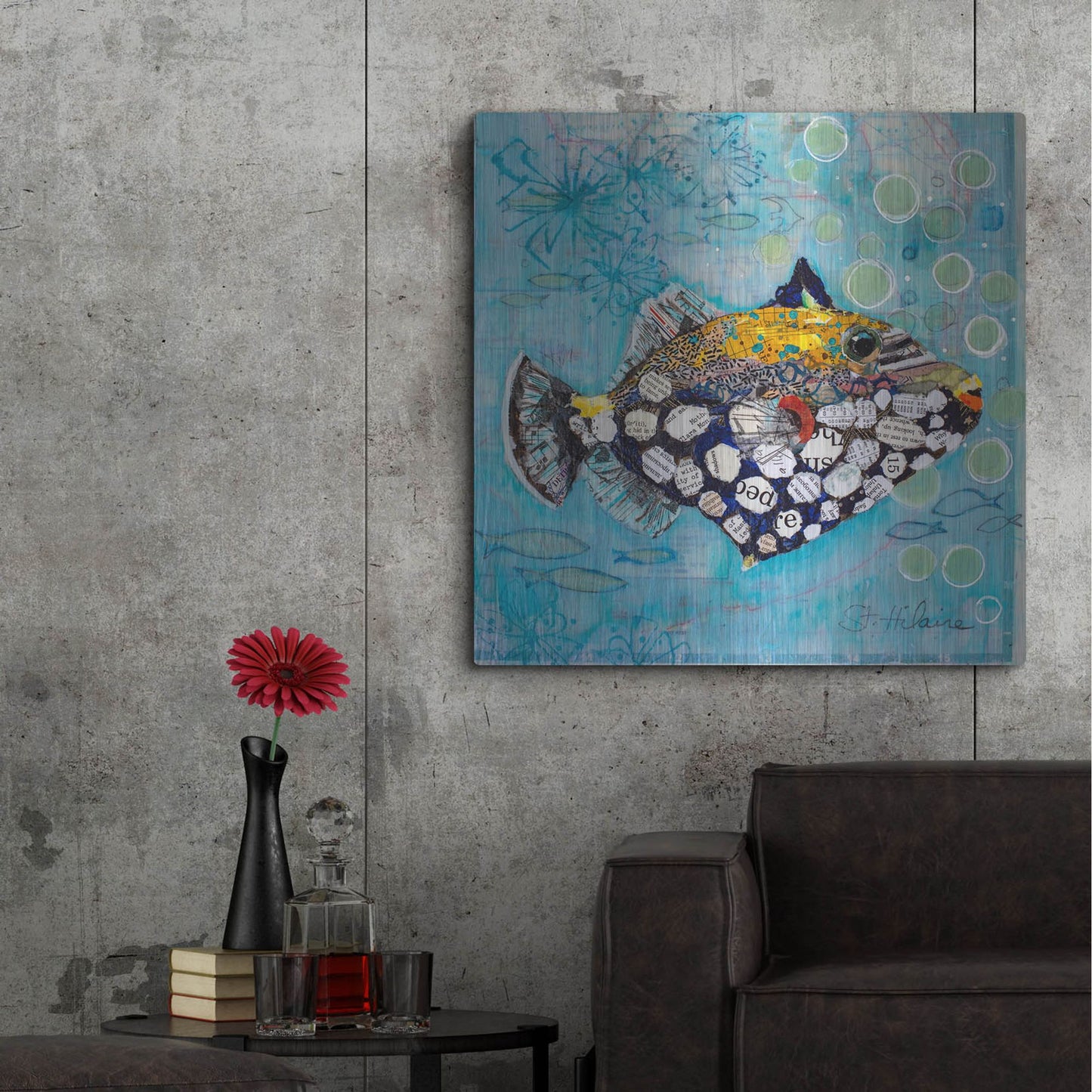 Luxe Metal Art 'Clown Triggerfish' by St. Hilaire Elizabeth, Metal Wall Art,36x36