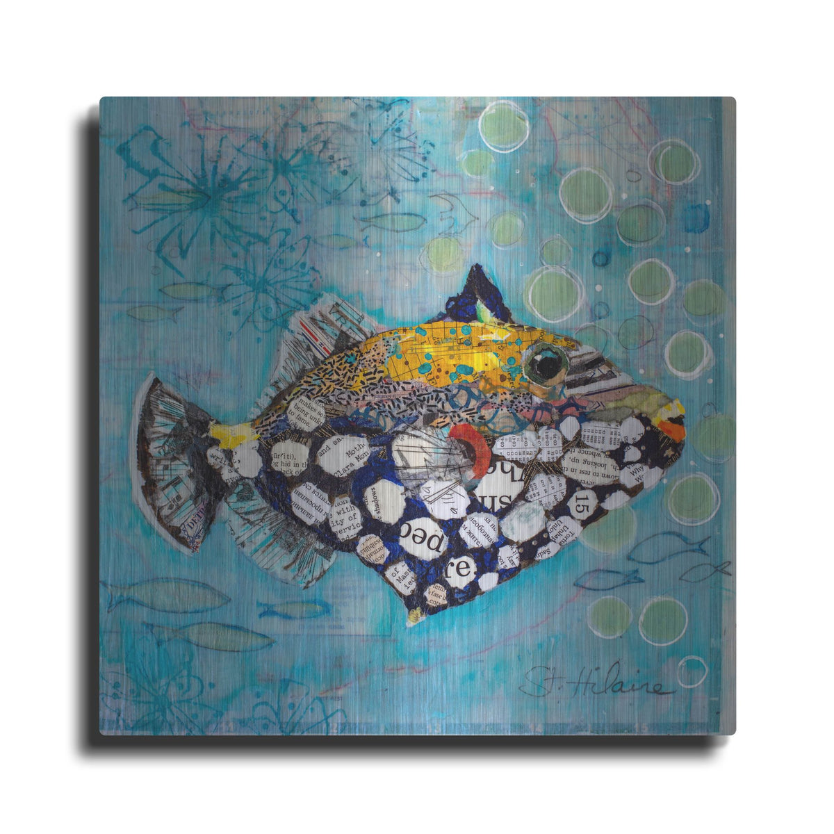 Luxe Metal Art 'Clown Triggerfish' by St. Hilaire Elizabeth, Metal Wall Art