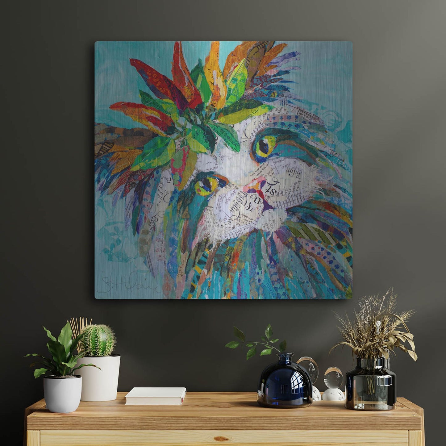 Luxe Metal Art 'Cool Cat' by St. Hilaire Elizabeth, Metal Wall Art,24x24