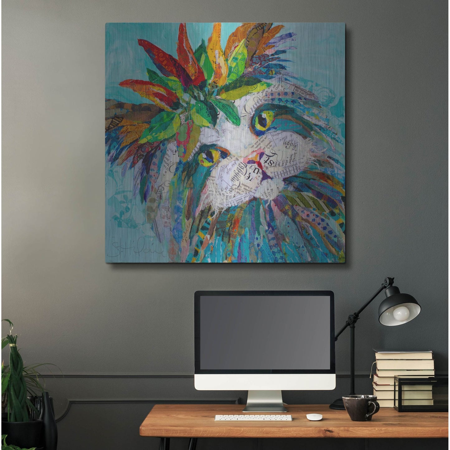 Luxe Metal Art 'Cool Cat' by St. Hilaire Elizabeth, Metal Wall Art,36x36