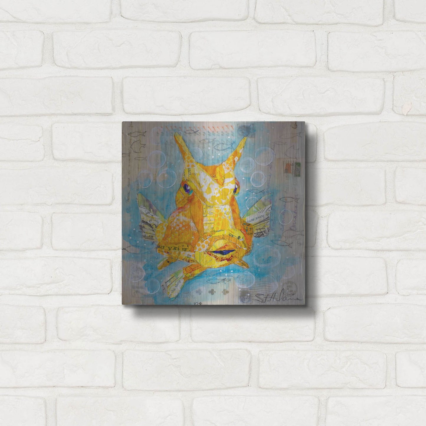 Luxe Metal Art 'Cow Fish' by St. Hilaire Elizabeth, Metal Wall Art,12x12