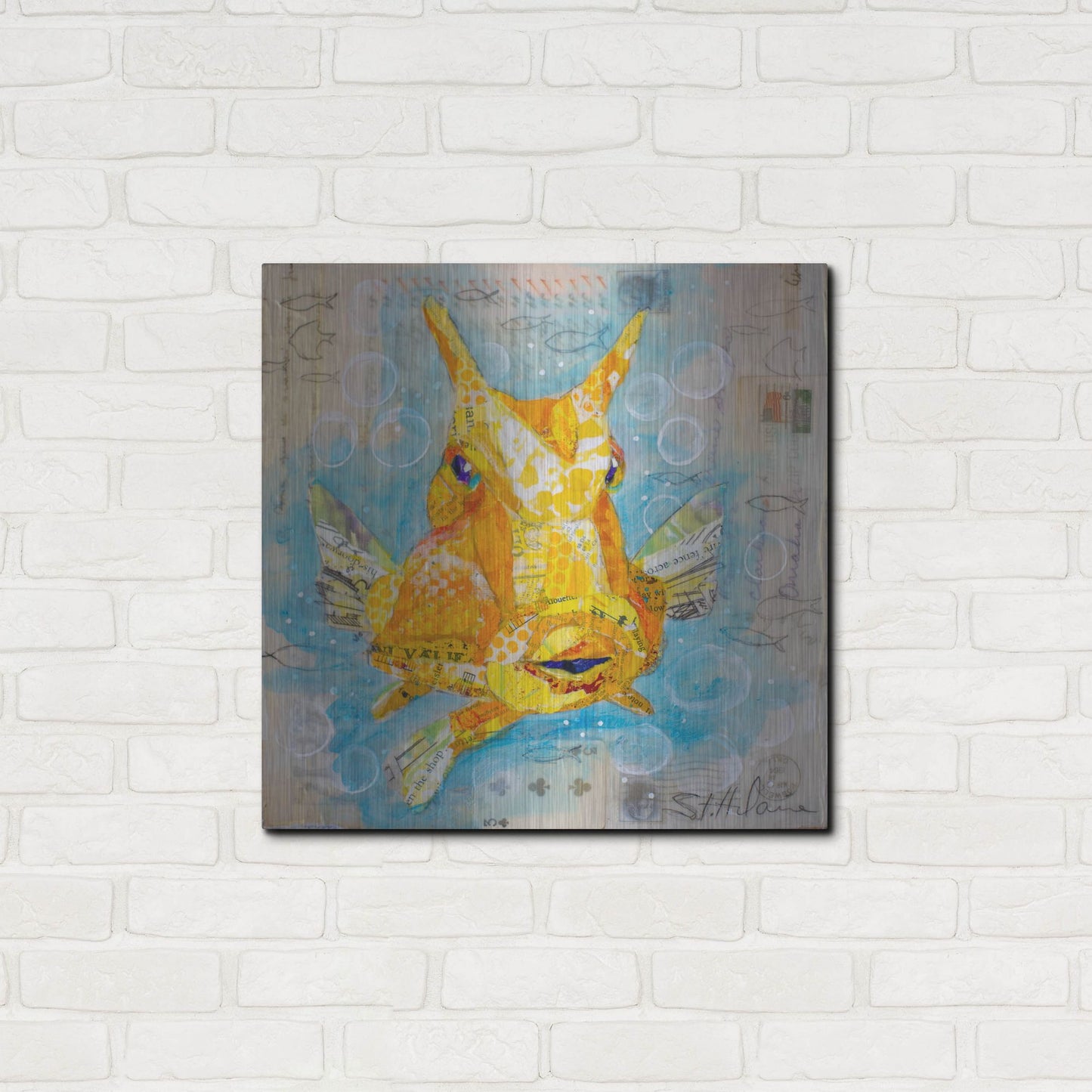 Luxe Metal Art 'Cow Fish' by St. Hilaire Elizabeth, Metal Wall Art,24x24