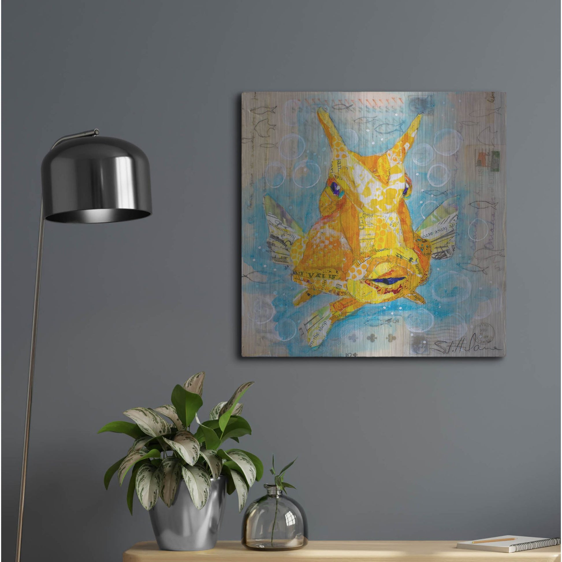 Luxe Metal Art 'Cow Fish' by St. Hilaire Elizabeth, Metal Wall Art,24x24