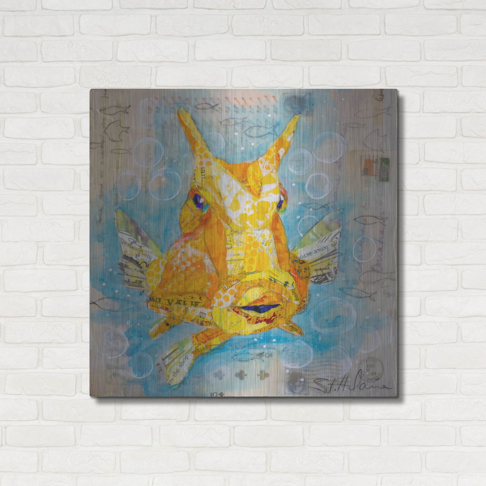 Luxe Metal Art 'Cow Fish' by St. Hilaire Elizabeth, Metal Wall Art,36x36