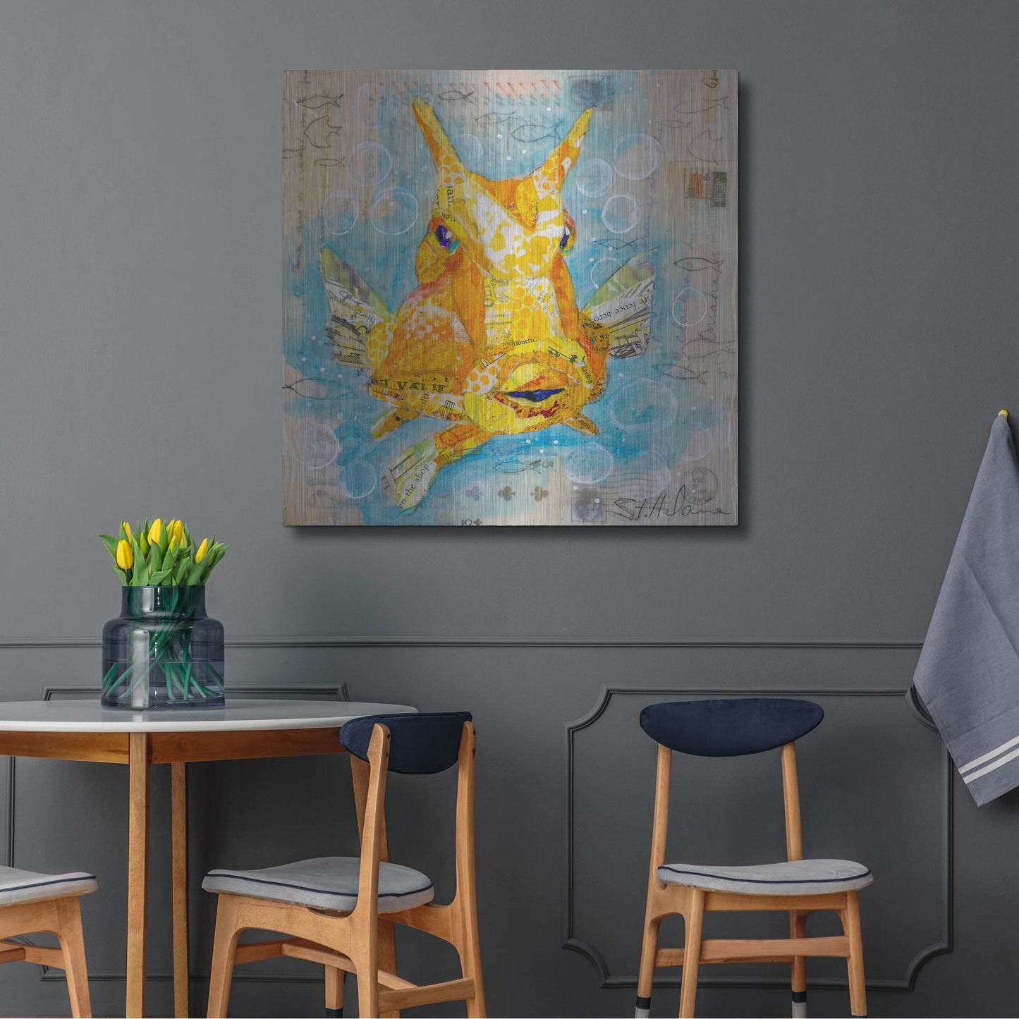 Luxe Metal Art 'Cow Fish' by St. Hilaire Elizabeth, Metal Wall Art,36x36