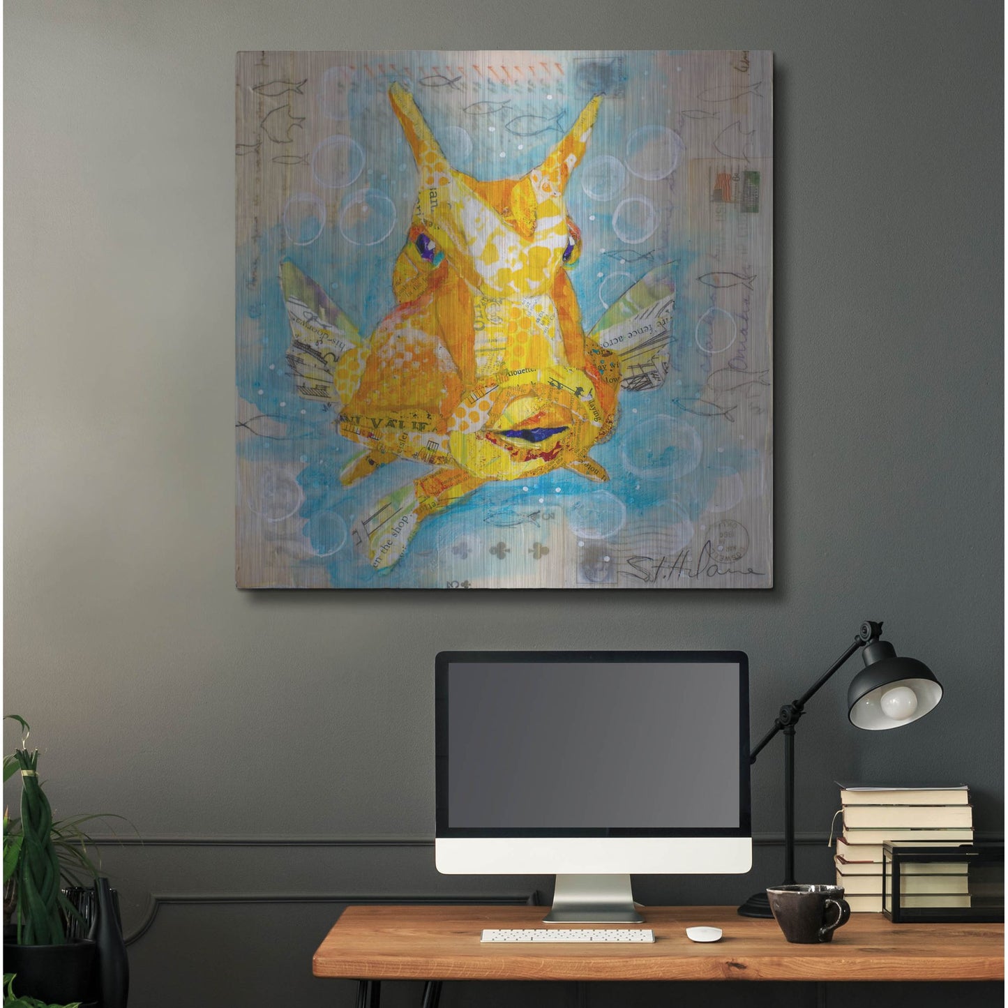 Luxe Metal Art 'Cow Fish' by St. Hilaire Elizabeth, Metal Wall Art,36x36