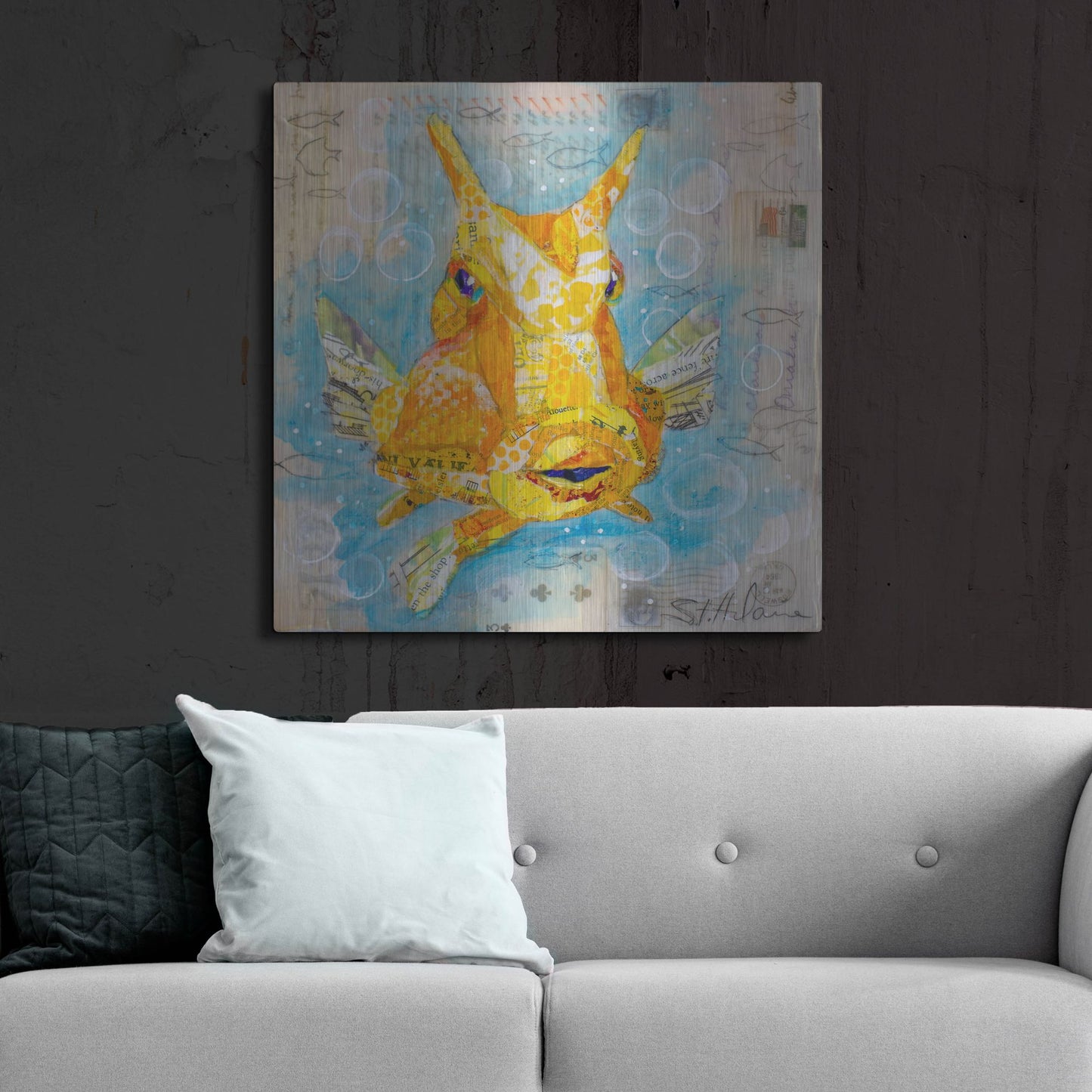 Luxe Metal Art 'Cow Fish' by St. Hilaire Elizabeth, Metal Wall Art,36x36