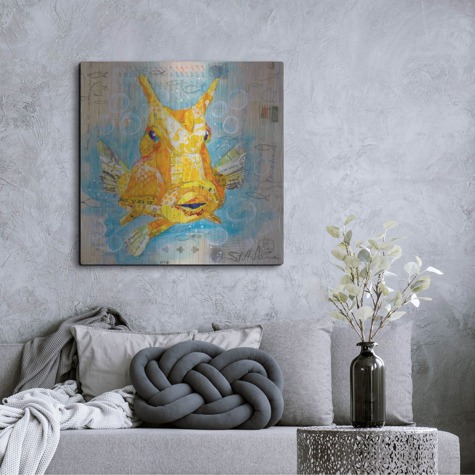 Luxe Metal Art 'Cow Fish' by St. Hilaire Elizabeth, Metal Wall Art,36x36