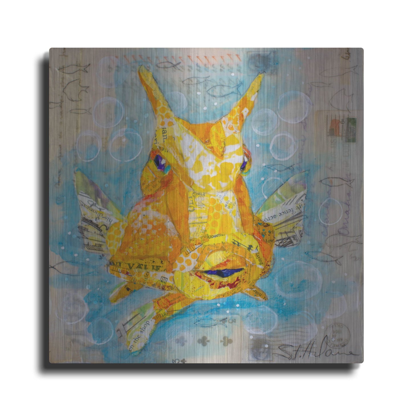 Luxe Metal Art 'Cow Fish' by St. Hilaire Elizabeth, Metal Wall Art