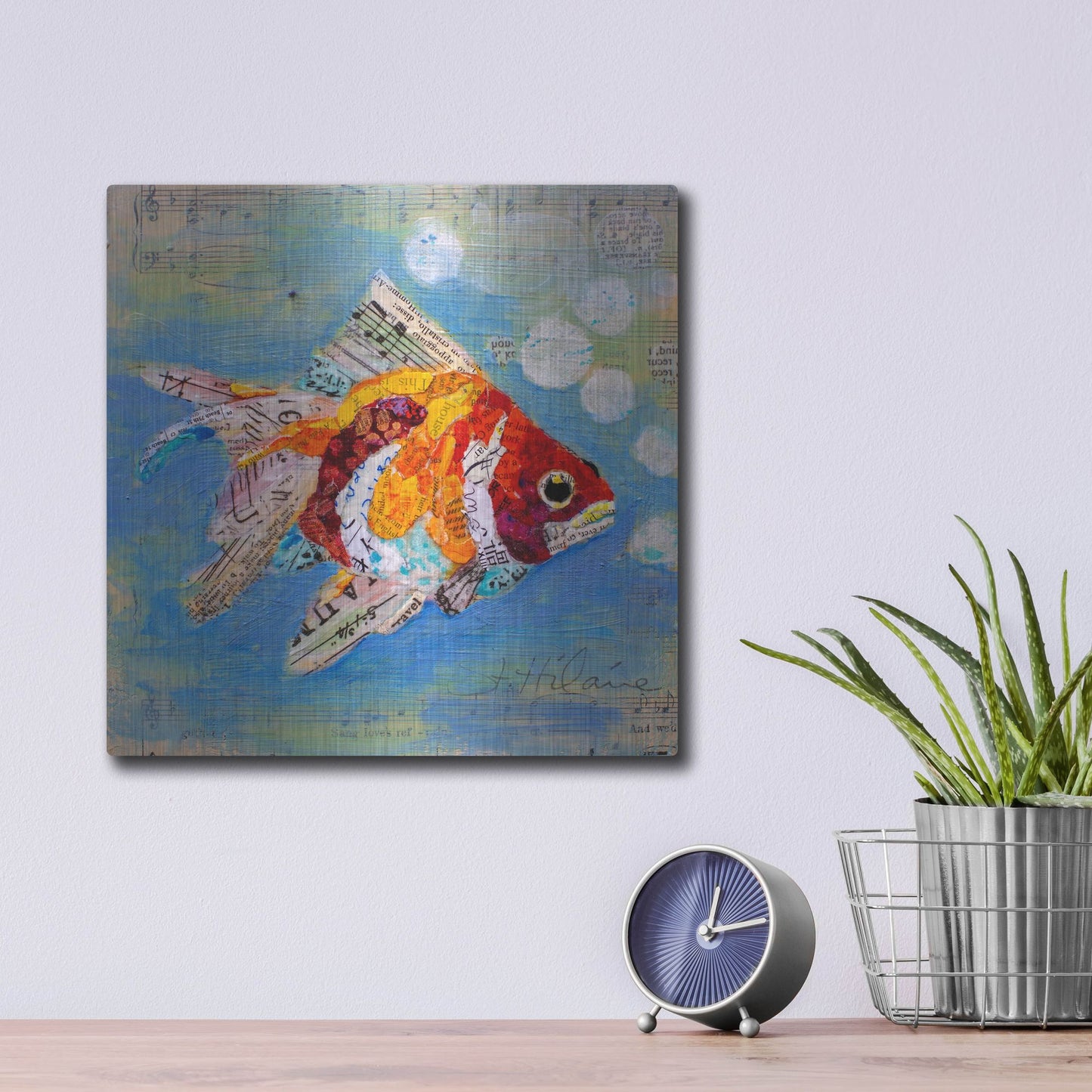 Luxe Metal Art 'Fish Tale' by St. Hilaire Elizabeth, Metal Wall Art,12x12