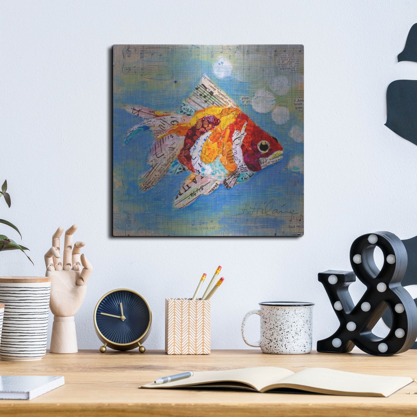 Luxe Metal Art 'Fish Tale' by St. Hilaire Elizabeth, Metal Wall Art,12x12