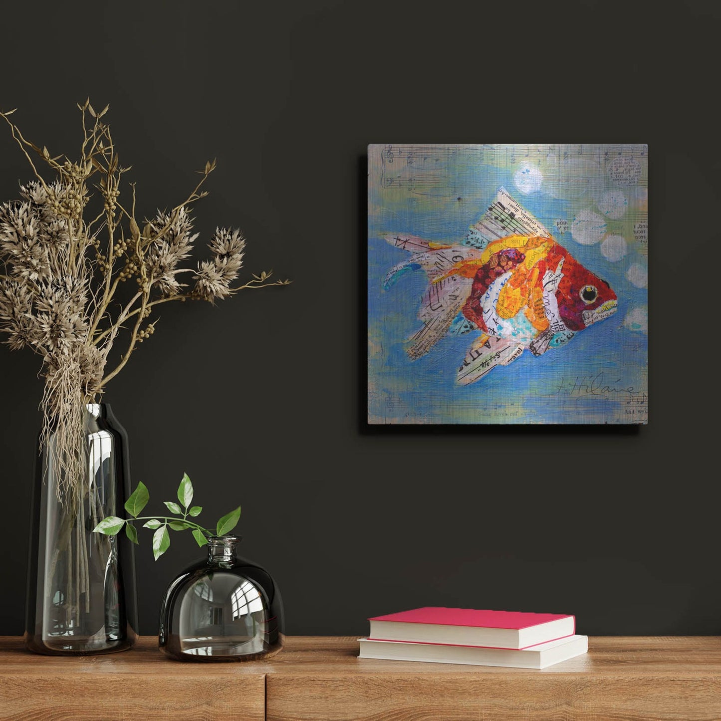 Luxe Metal Art 'Fish Tale' by St. Hilaire Elizabeth, Metal Wall Art,12x12