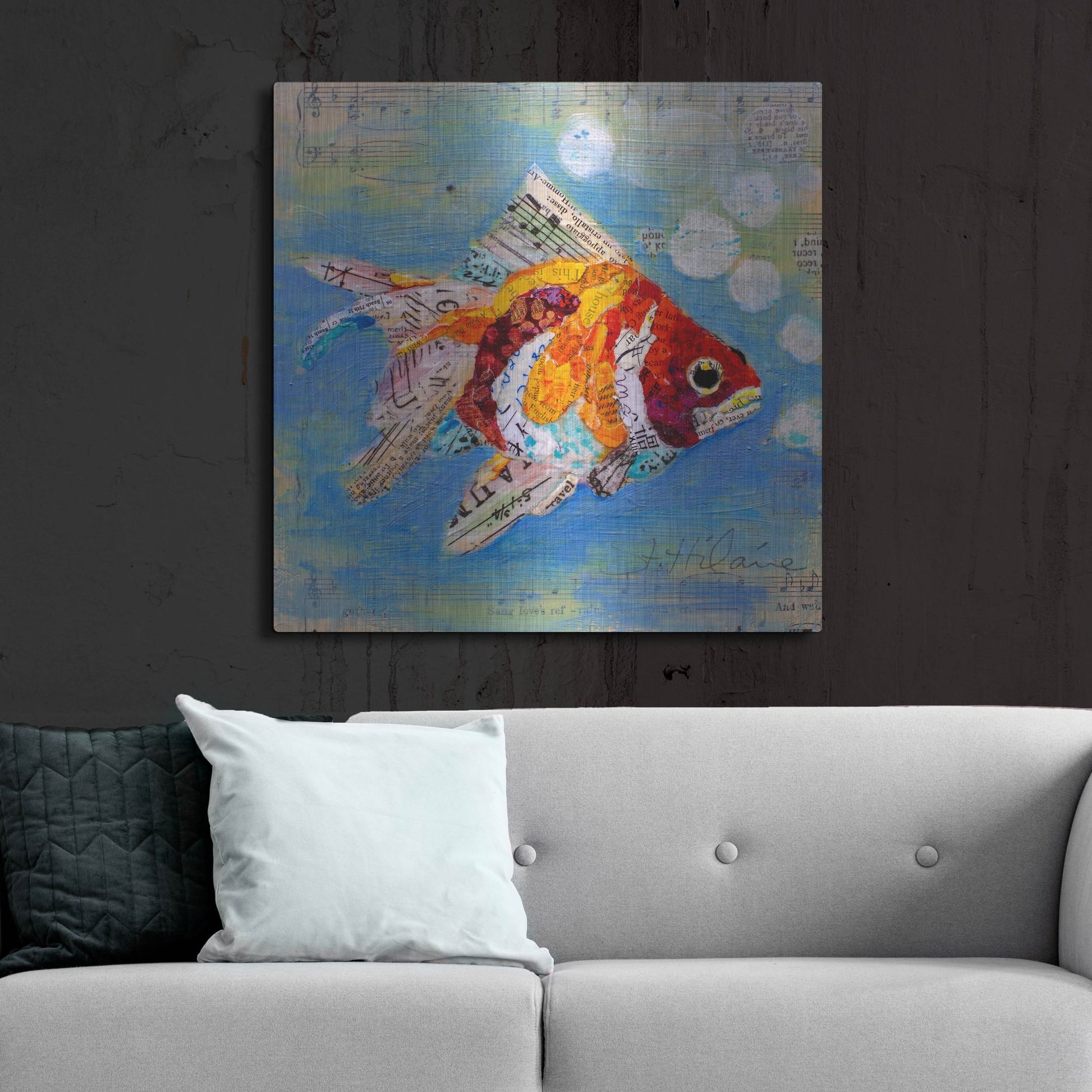 Luxe Metal Art 'Fish Tale' by St. Hilaire Elizabeth, Metal Wall Art,36x36