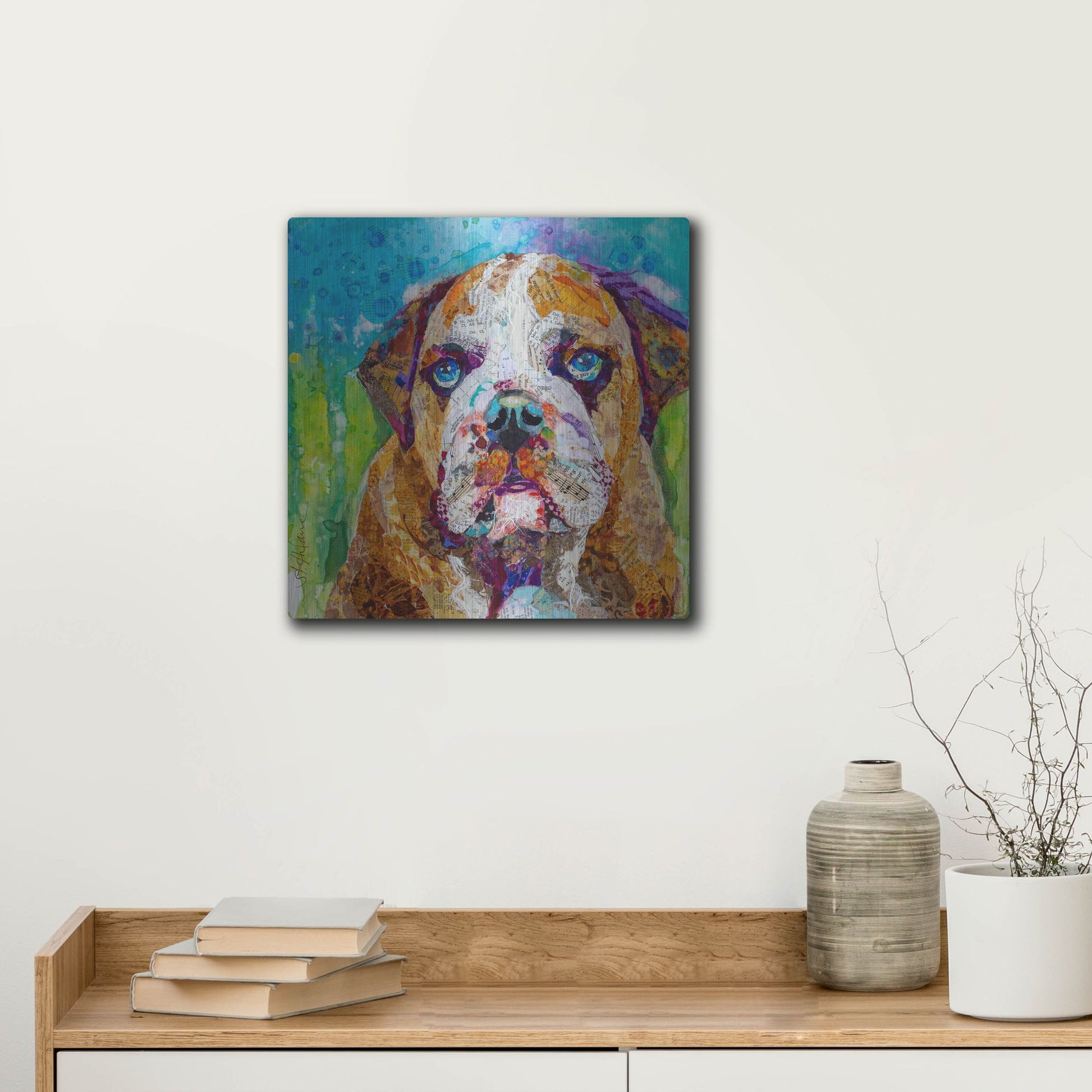 Luxe Metal Art 'Bull Dog' by St. Hilaire Elizabeth, Metal Wall Art,12x12