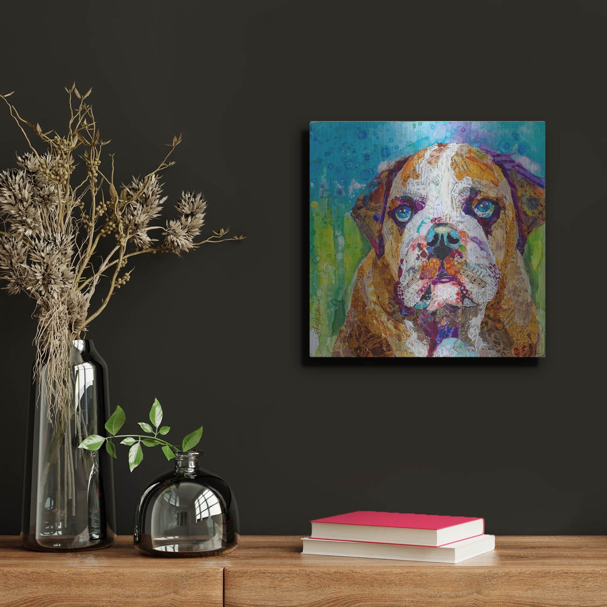 Luxe Metal Art 'Bull Dog' by St. Hilaire Elizabeth, Metal Wall Art,12x12