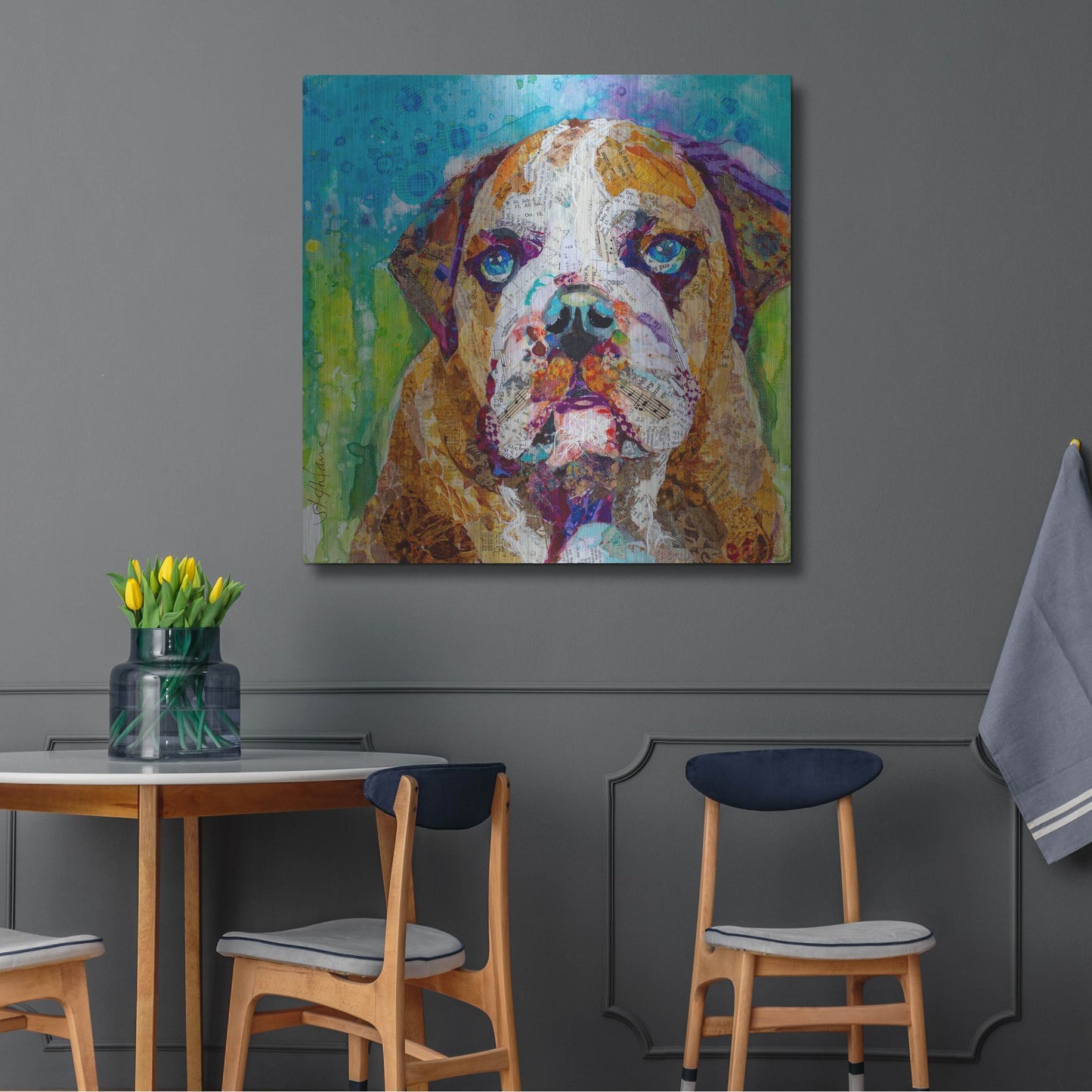 Luxe Metal Art 'Bull Dog' by St. Hilaire Elizabeth, Metal Wall Art,36x36